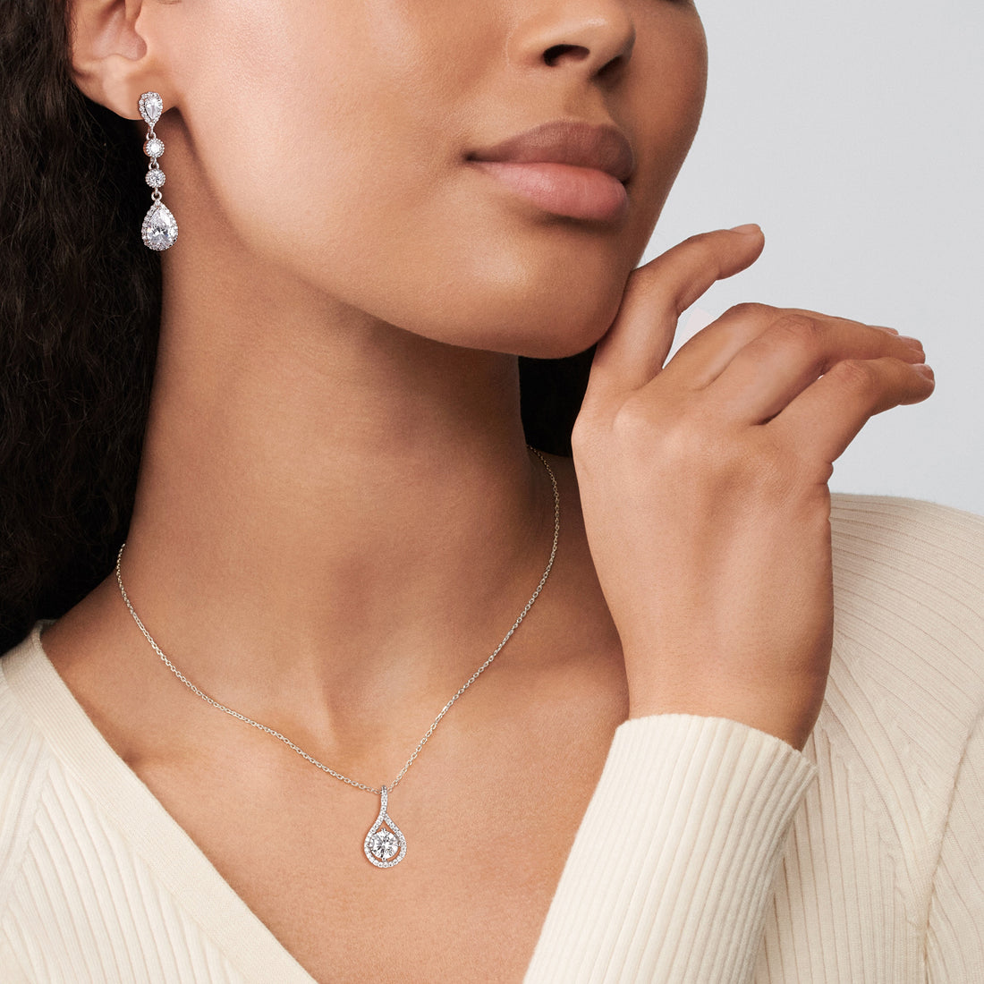 bridal set, bridal earrings, teardrop necklace for women, sterling silver necklace, silver gemstone necklace, cubic zirconia necklace, cz necklace, dainty necklace, teardrop, necklace and earrings set, sets bridal jewelry, wedding jewelry sets, affordable wedding ring set, wedding jewelry sets for bride