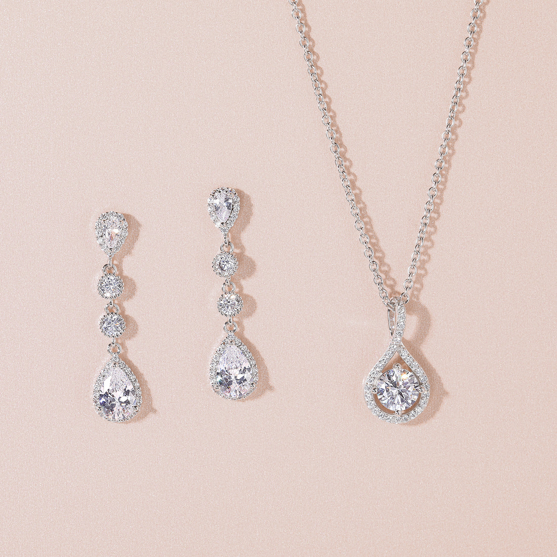 bridal set, bridal earrings, teardrop necklace for women, sterling silver necklace, silver gemstone necklace, cubic zirconia necklace, cz necklace, dainty necklace, teardrop, necklace and earrings set, sets bridal jewelry, wedding jewelry sets, affordable wedding ring set, wedding jewelry sets for bride