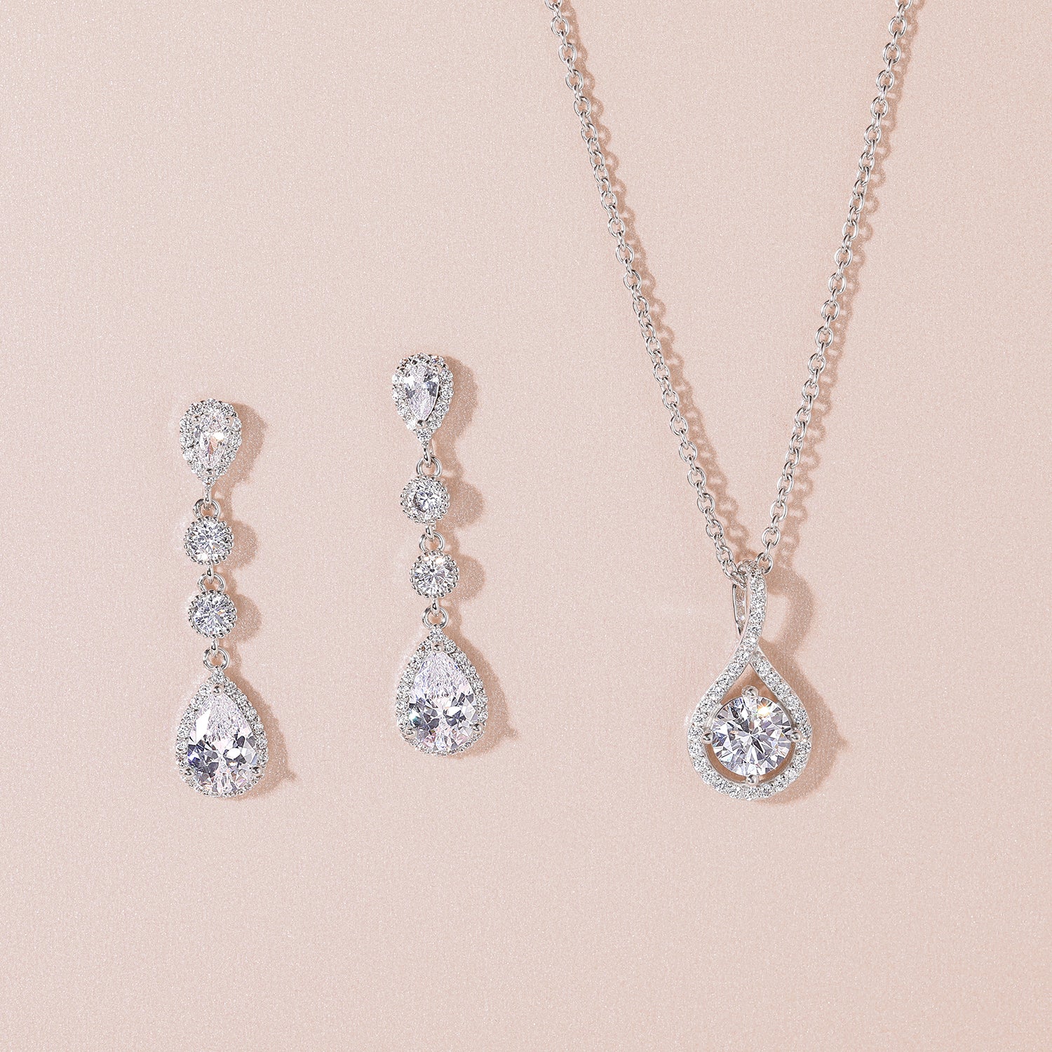 bridal set, bridal earrings, teardrop necklace for women, sterling silver necklace, silver gemstone necklace, cubic zirconia necklace, cz necklace, dainty necklace, teardrop, necklace and earrings set, sets bridal jewelry, wedding jewelry sets, affordable wedding ring set, wedding jewelry sets for bride