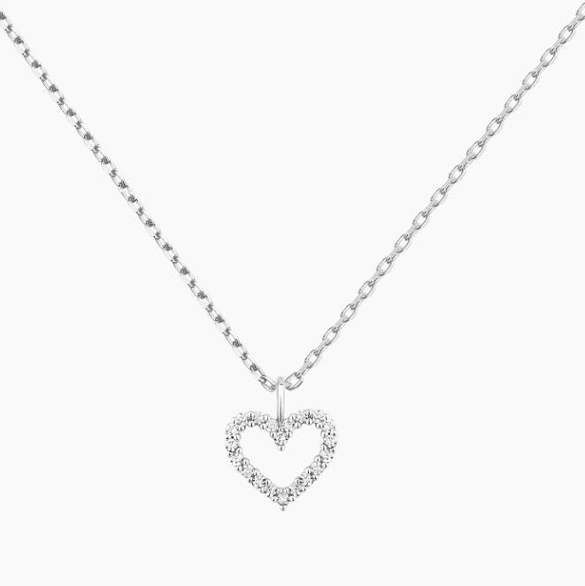 heart pendant necklace, silver heart necklace, S925 silver necklace, eamti necklace