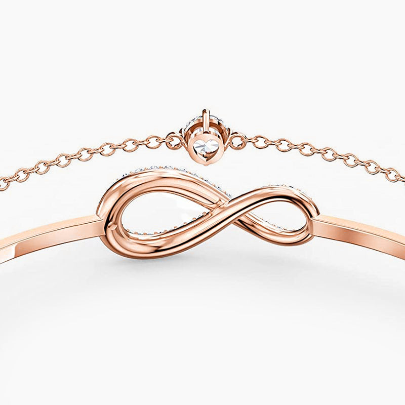crystal bracelet, infinity bracelet, rose gold, cz stones, layered bracelet