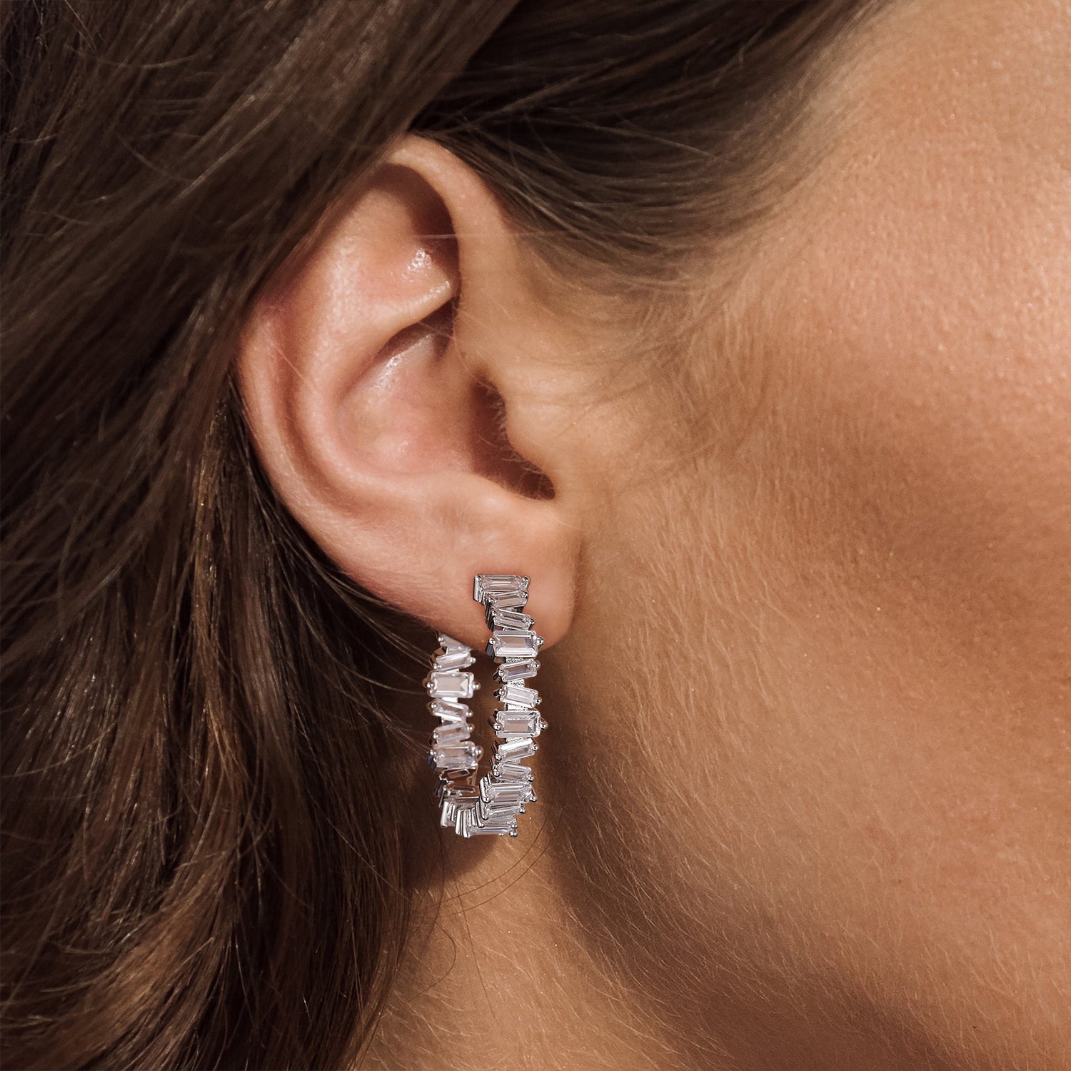hoop earrings, moissanite earrings, sterling silver earrings, statement earrings, chunky earrings