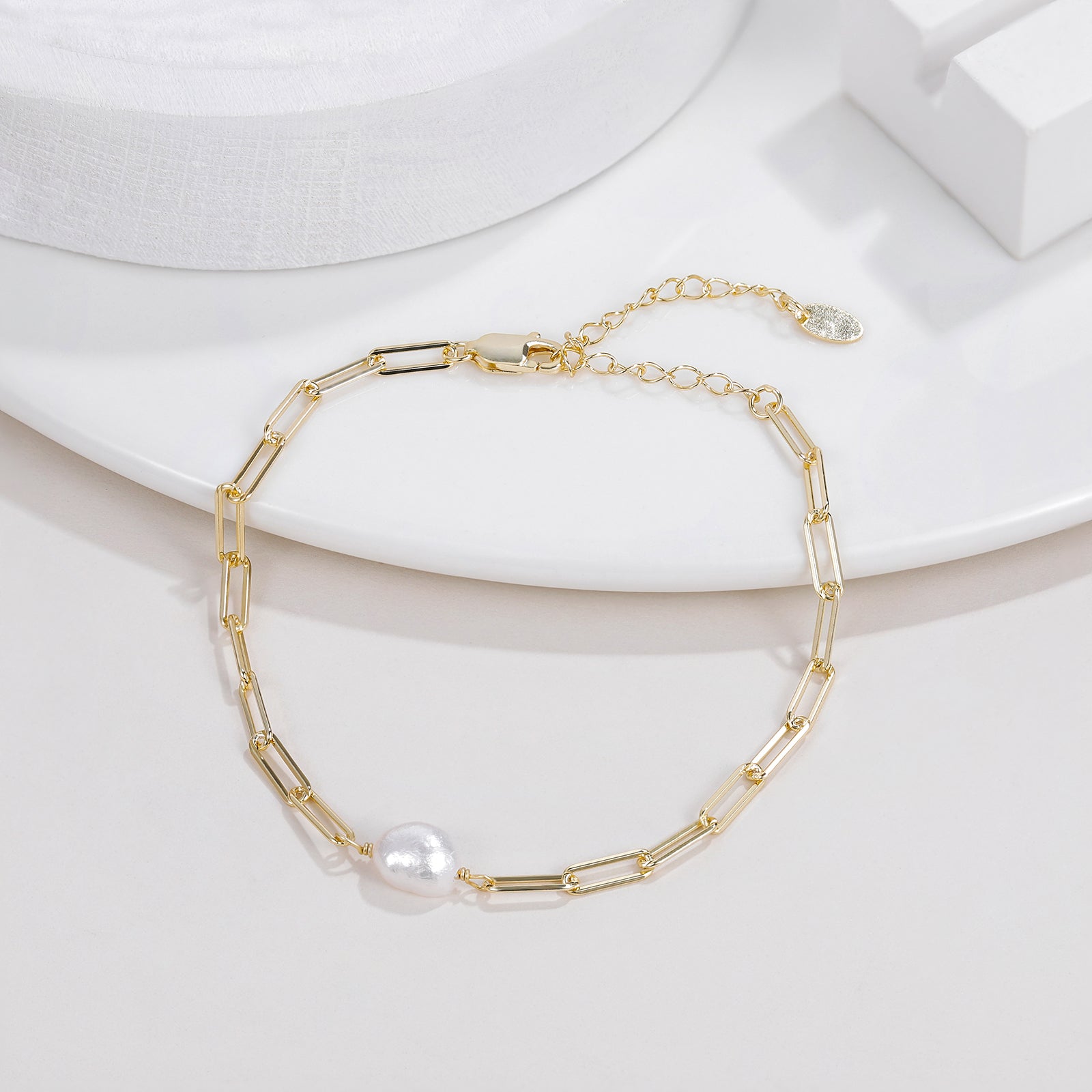 link bracelet, pearl bracelet, mom bracelet