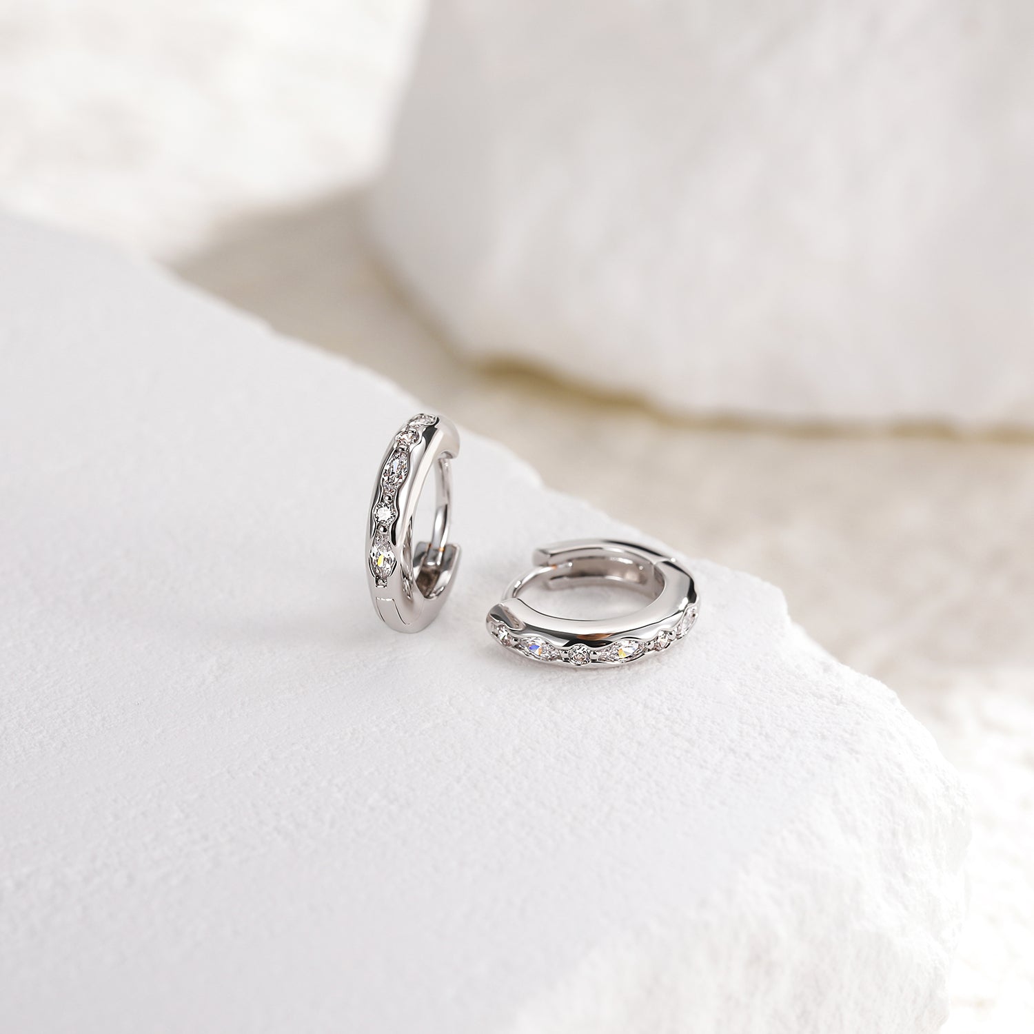 moissanite hoop earrings, moissanite earrings, s925 earrings, silver hoop earrings, gold plated earrings, huggie earrings