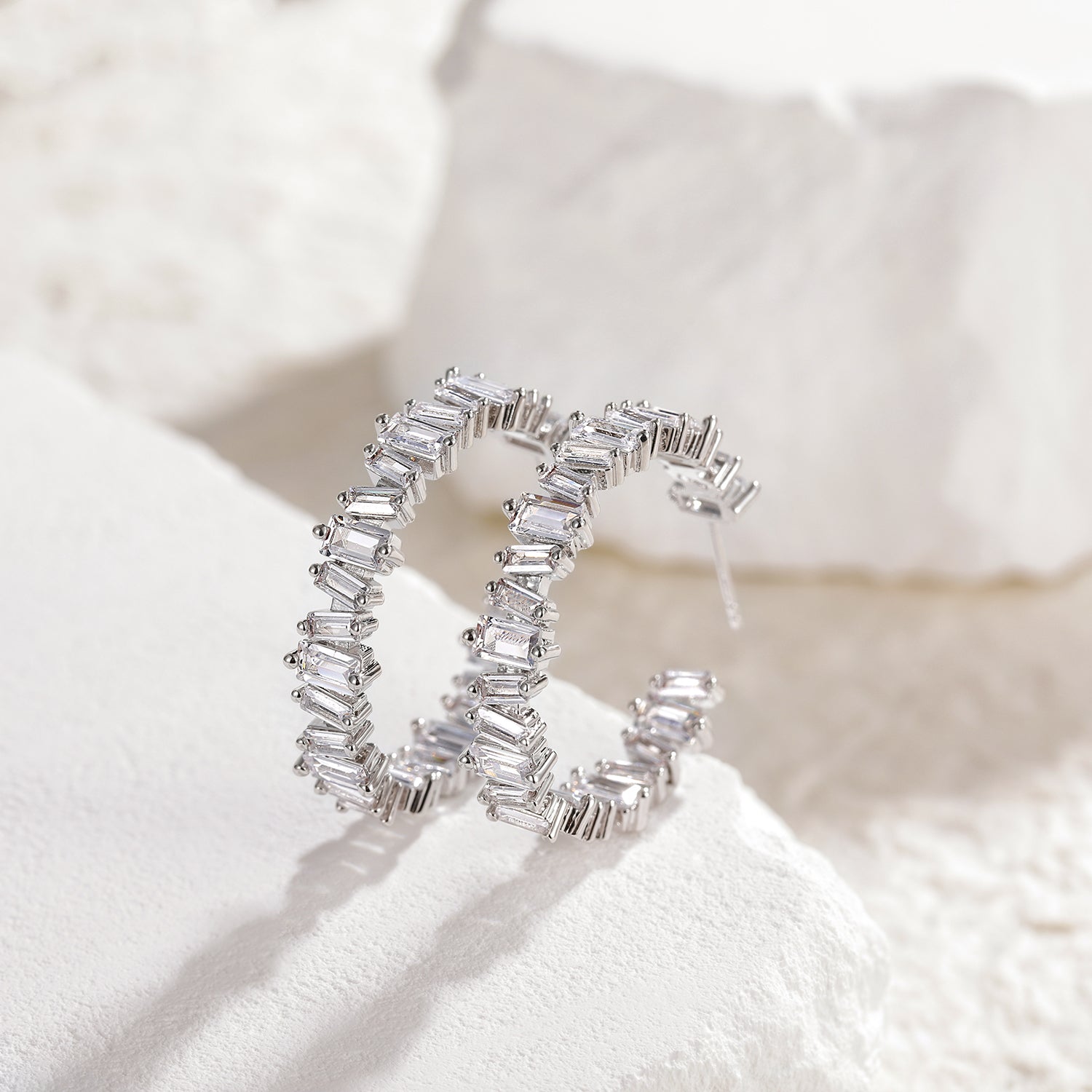 hoop earrings, moissanite earrings, sterling silver earrings, statement earrings, chunky earrings