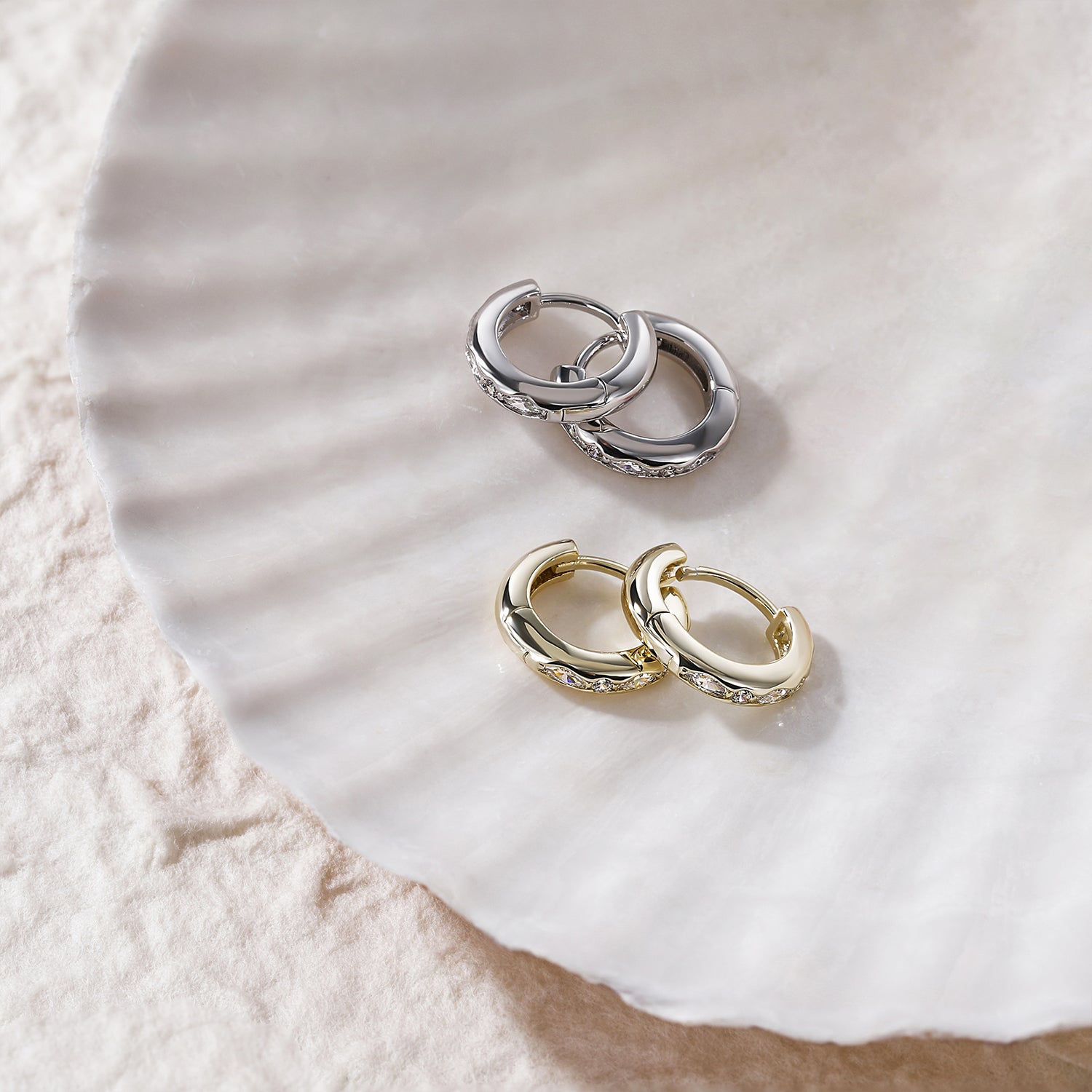 moissanite hoop earrings, moissanite earrings, s925 earrings, silver hoop earrings, gold plated earrings, huggie earrings