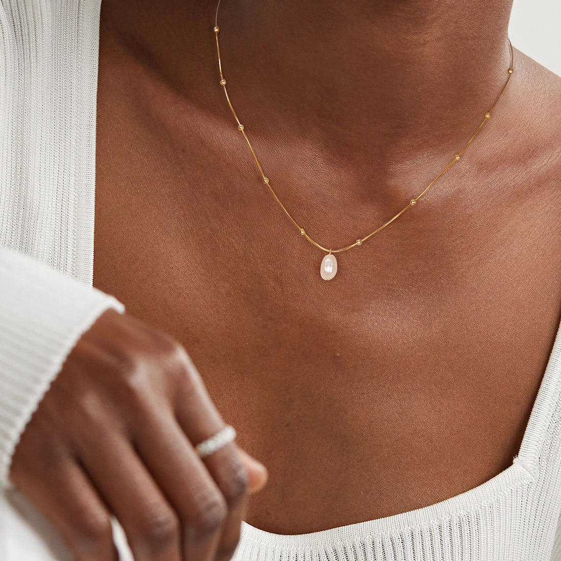 silver pearl necklace, baroque pearl, fesh water pearl necklace, pearl chain necklace