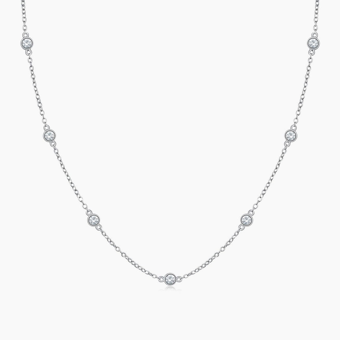 multi, station necklace, layered necklace, cz necklace, dainty necklace, sterling silver necklaces, cz stones