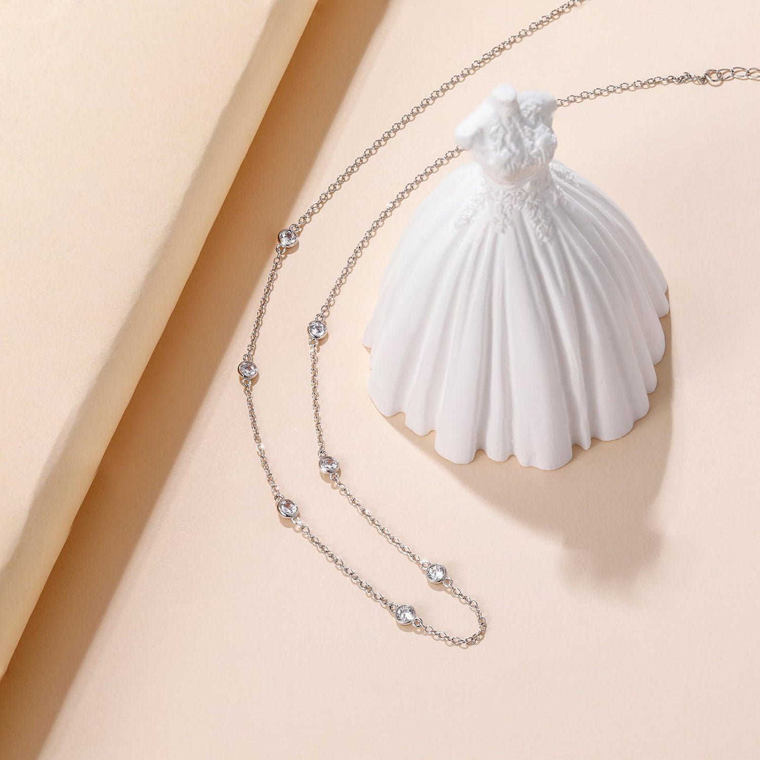 multi, station necklace, layered necklace, cz necklace, dainty necklace, sterling silver necklaces, cz stones