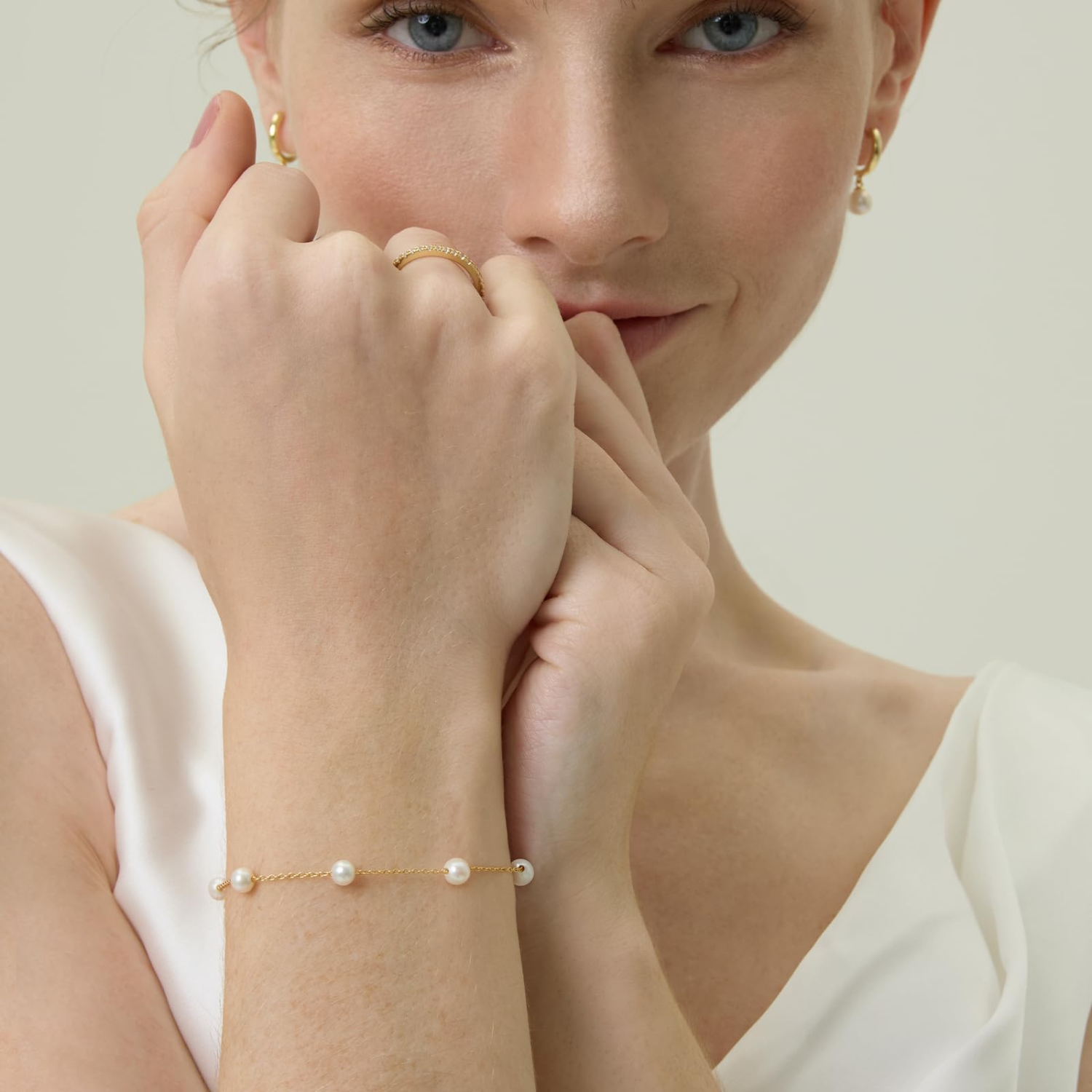 freshwater pearl bracelet, pearl bracelet, gold plated, affordable jewelry, stackable bracelet, gold and pearl bracelet, Sterling Silver
