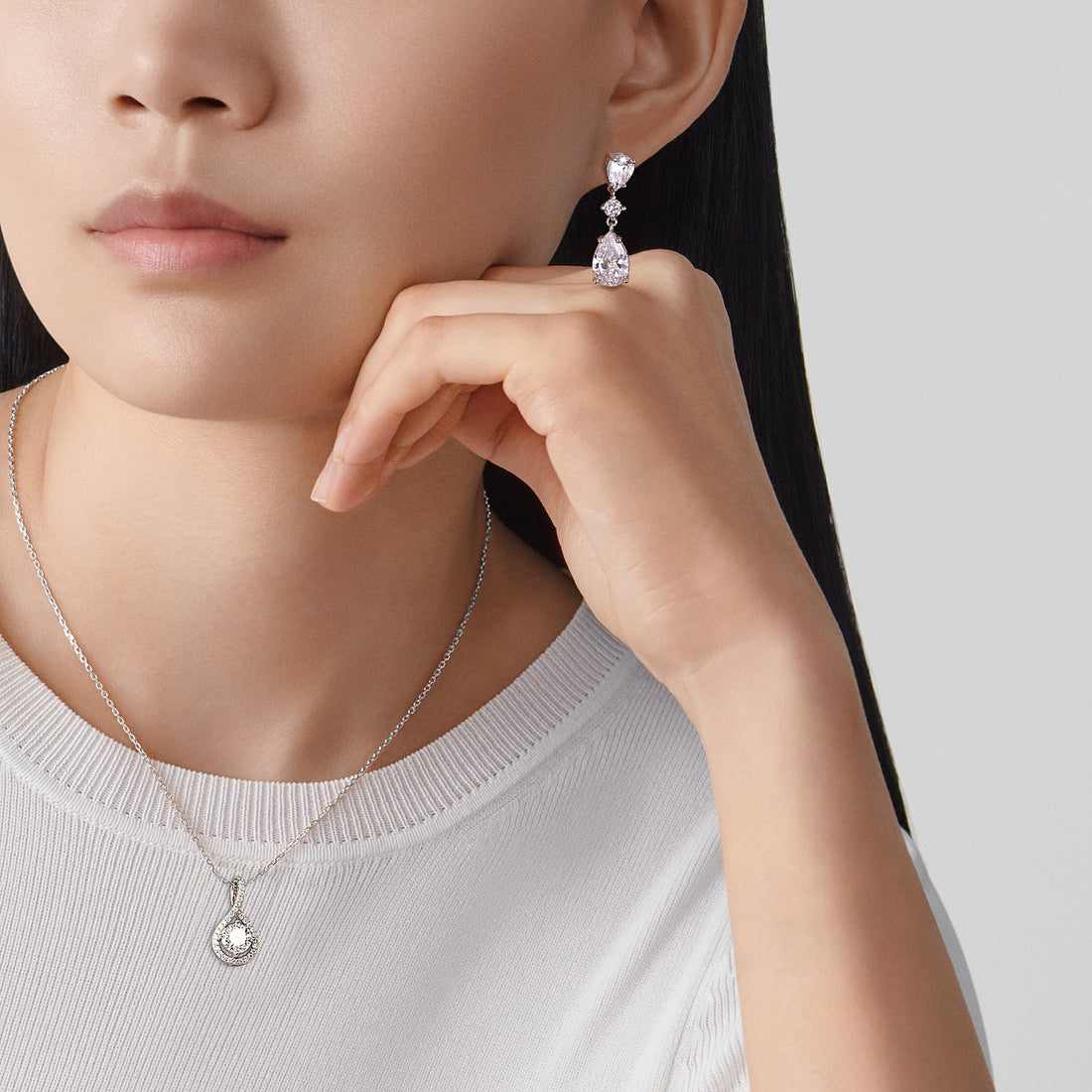 cubic zirconia necklace, cz necklace, dainty necklace, teardrop, necklace and earrings set, sets bridal jewelry, wedding jewelry sets, affordable wedding sets, wedding jewelry sets for bride