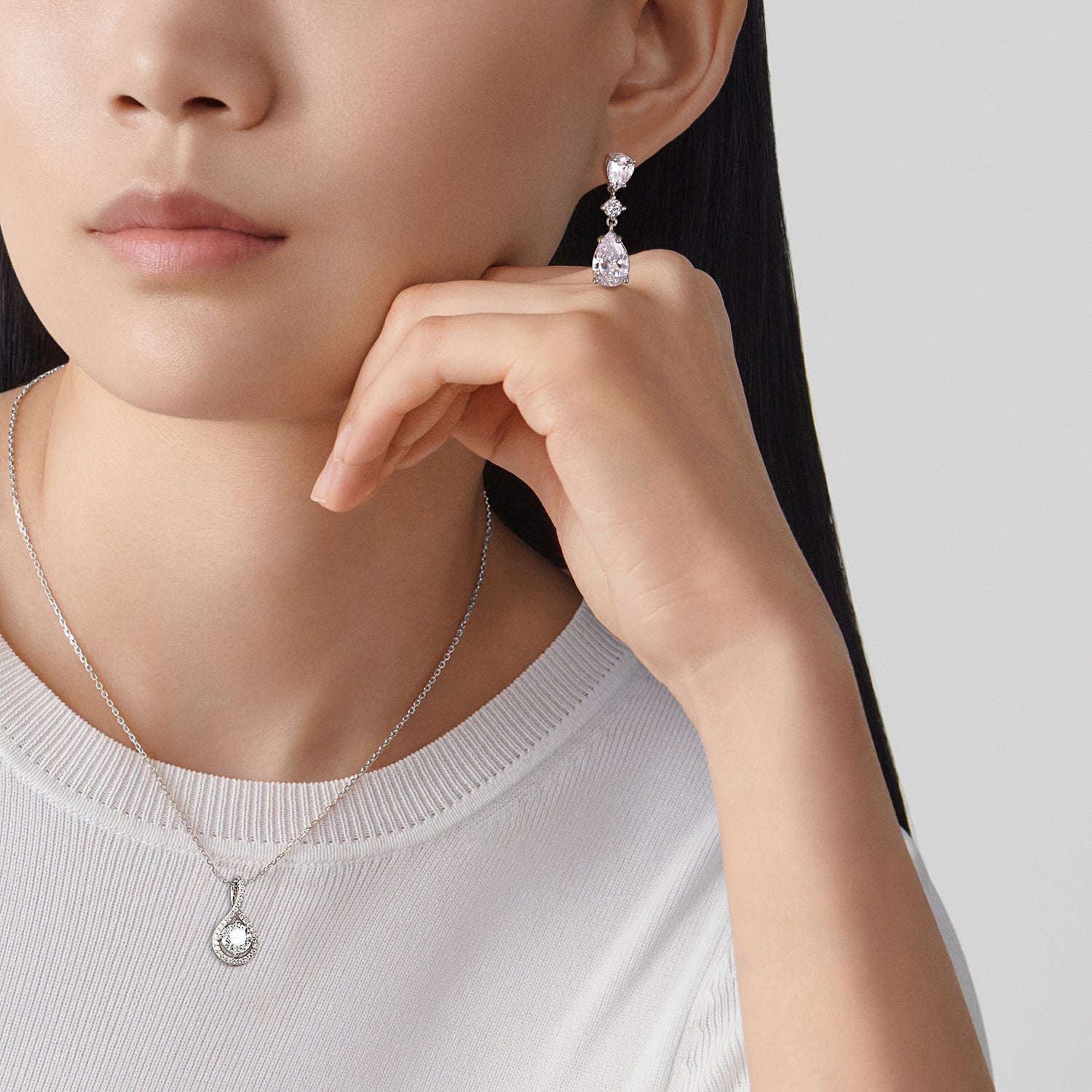 cubic zirconia necklace, cz necklace, dainty necklace, teardrop, necklace and earrings set, sets bridal jewelry, wedding jewelry sets, affordable wedding sets, wedding jewelry sets for bride