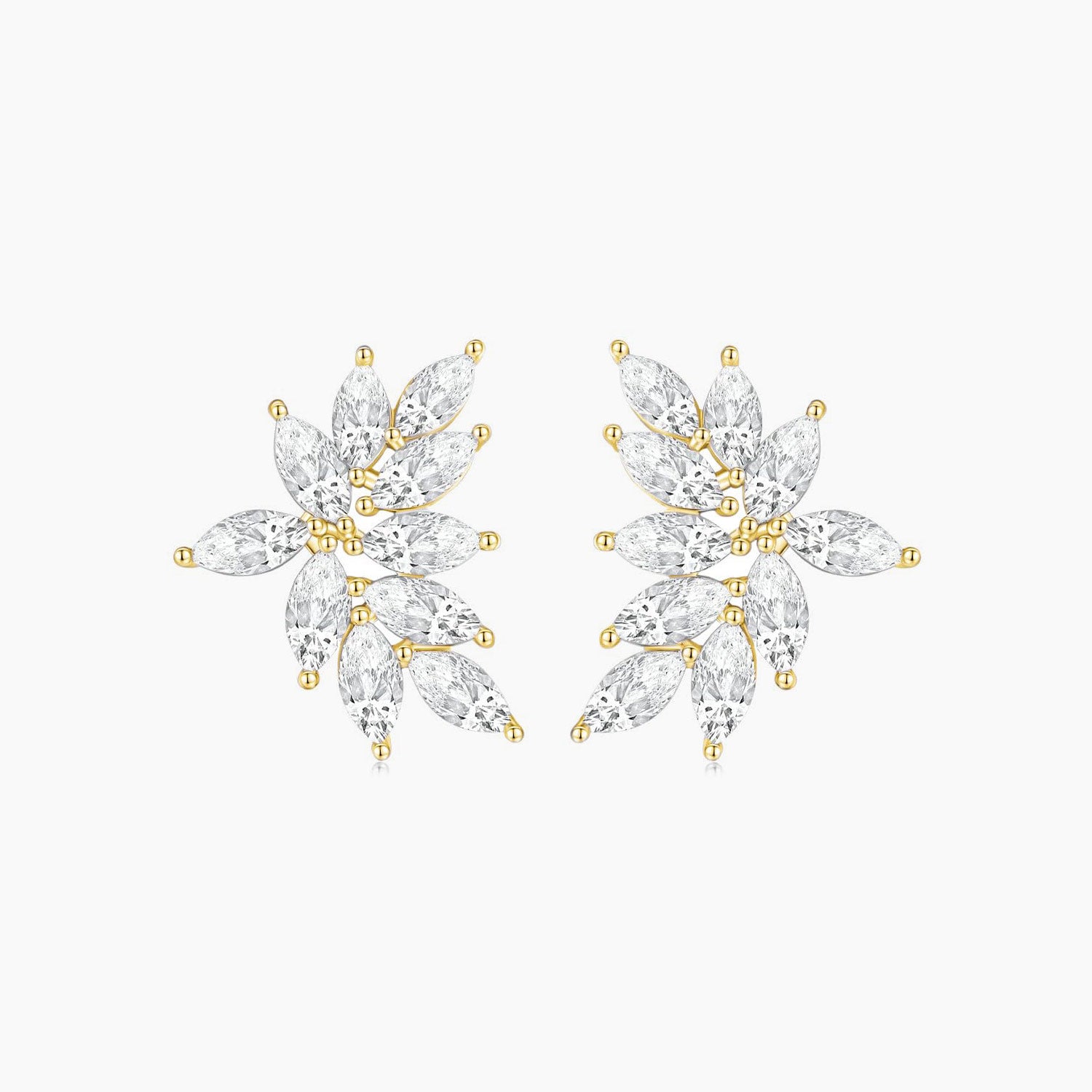 gold, marquise cut, cubic zirconia earrings studs, cheap earrings, affordable jewelry