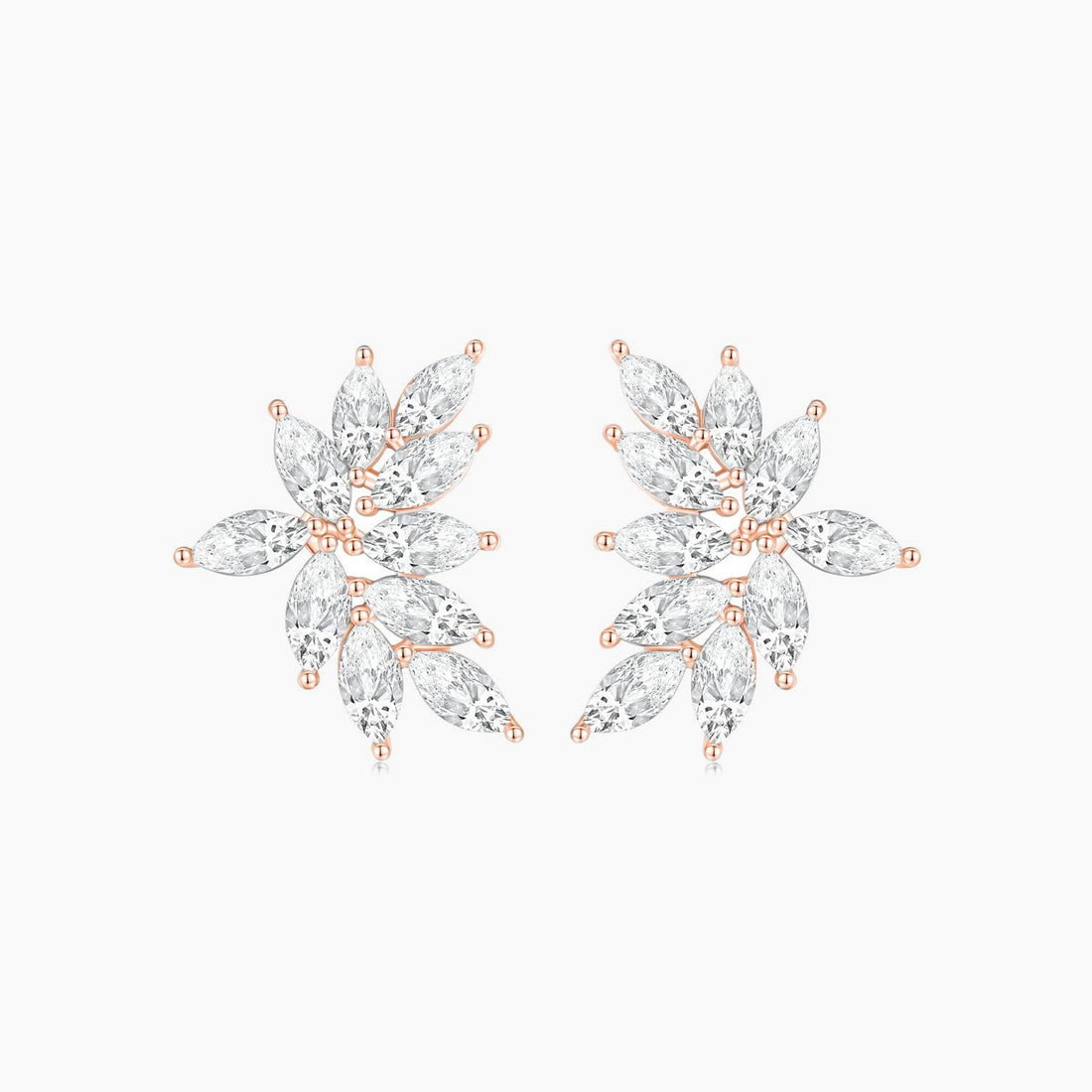 rose gold, marquise cut, studs earrings, cluster earrings