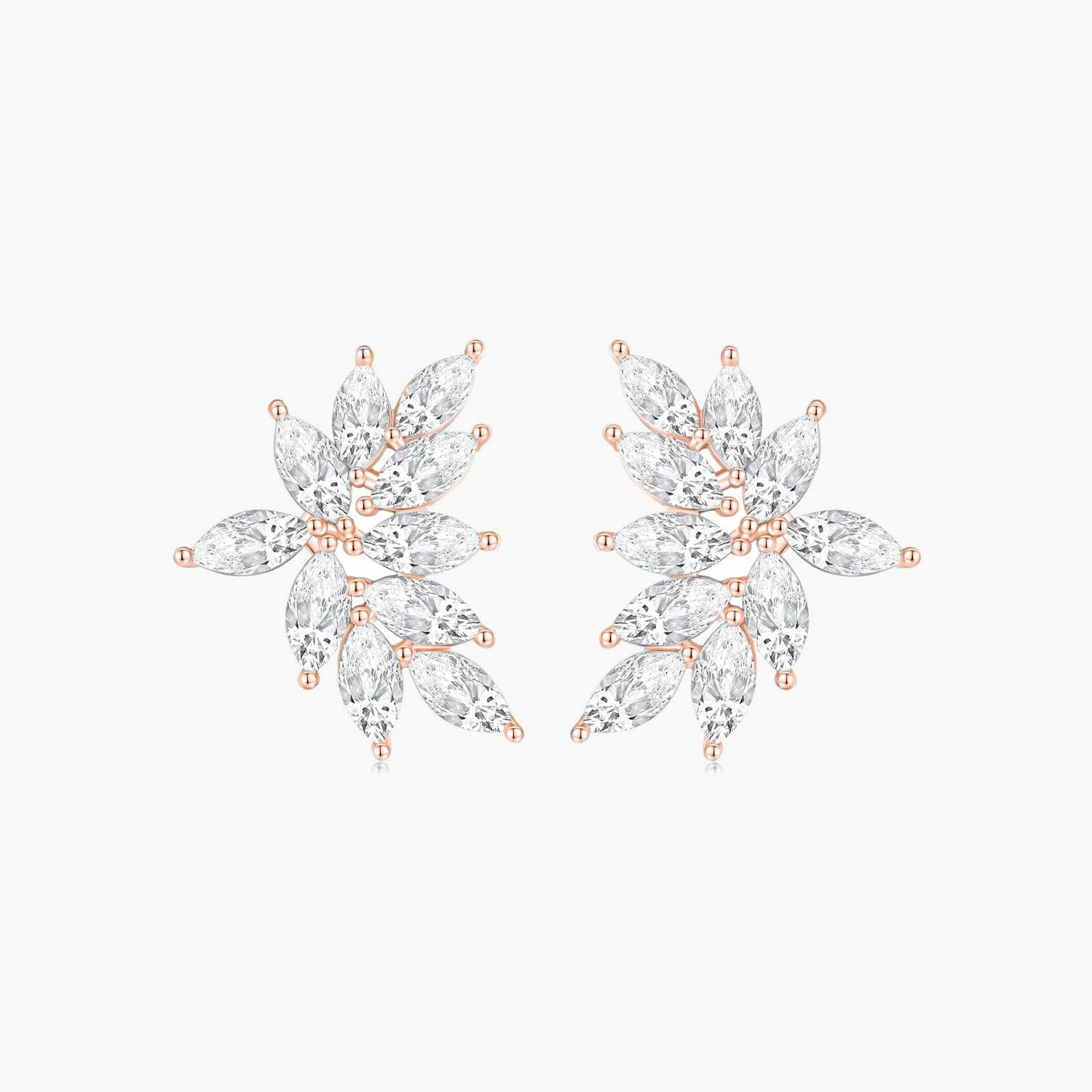 rose gold, marquise cut, studs earrings, cluster earrings