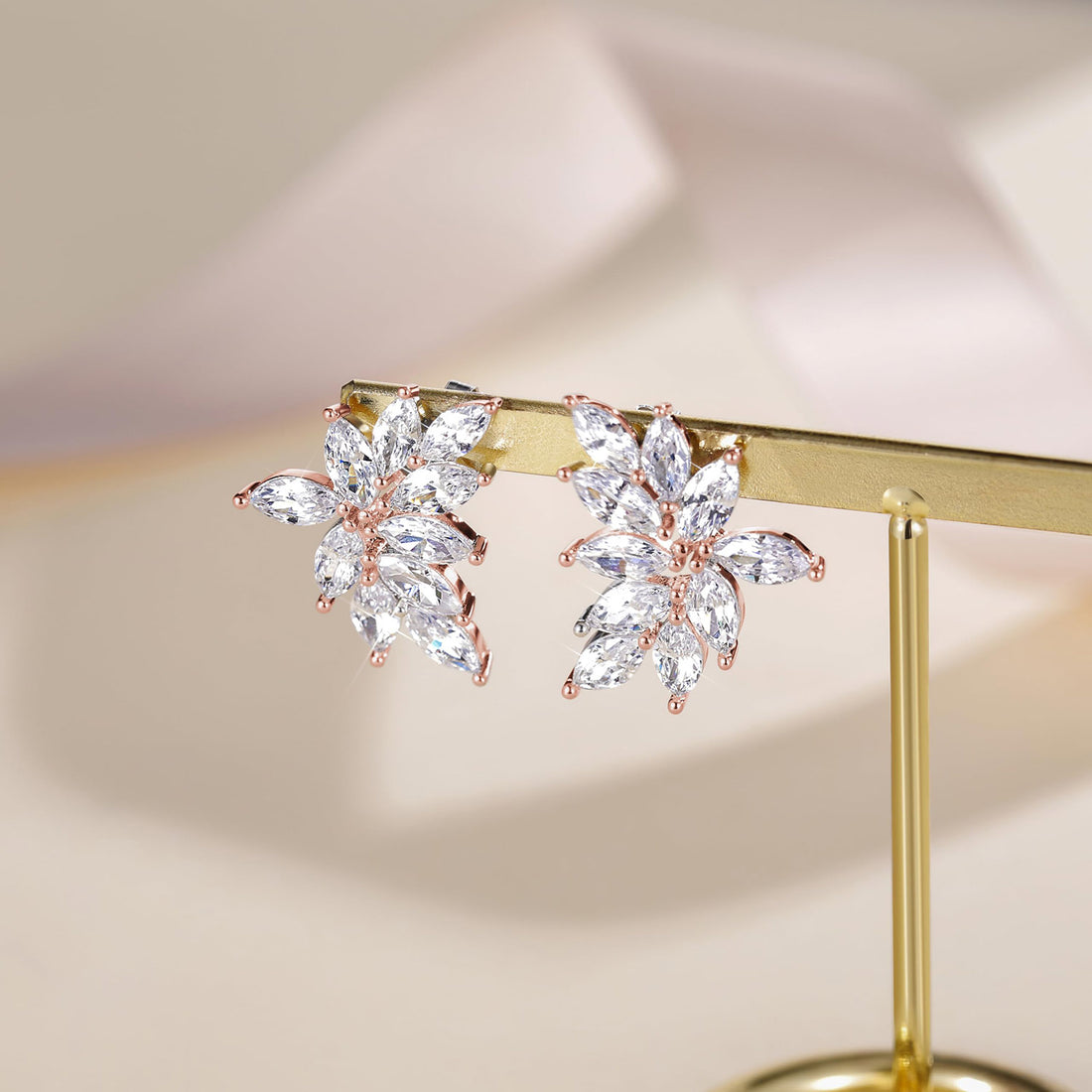 rose gold, cubic zirconia usa, hypoallergenic stud earrings, stud earrings