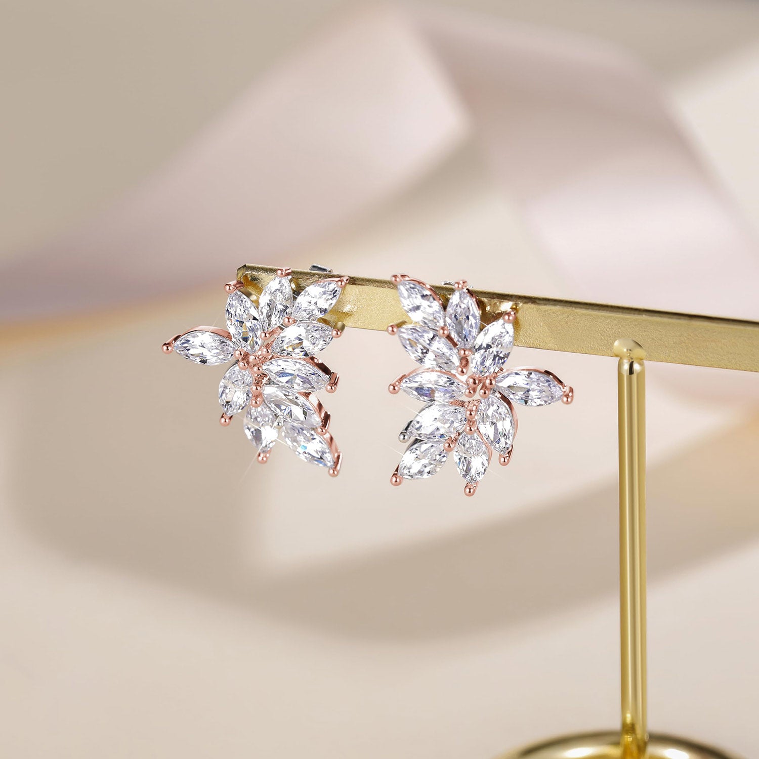 rose gold, cubic zirconia usa, hypoallergenic stud earrings, stud earrings