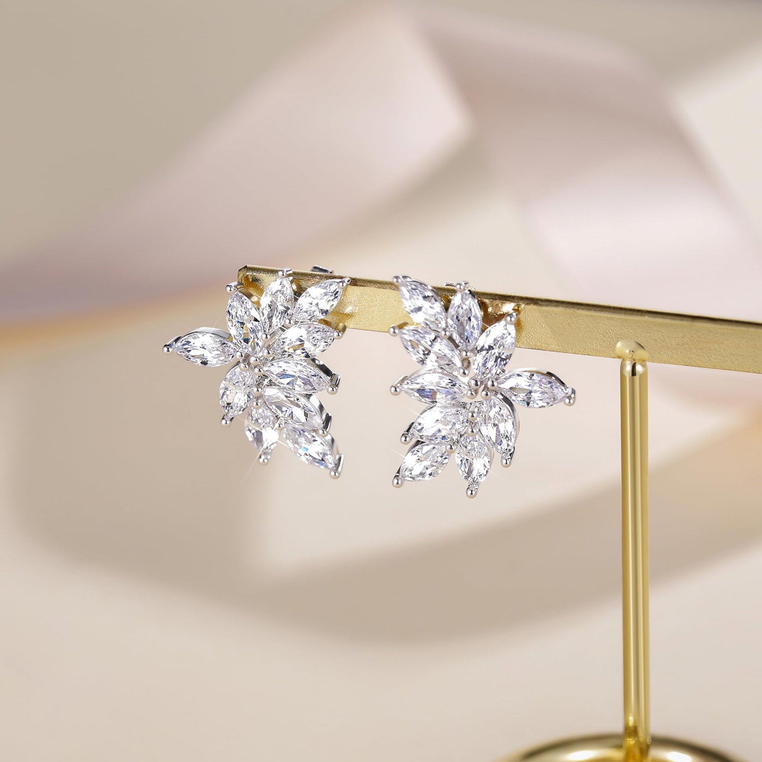 925 sterling silver, marquise cut, prom earrings, statement earrings