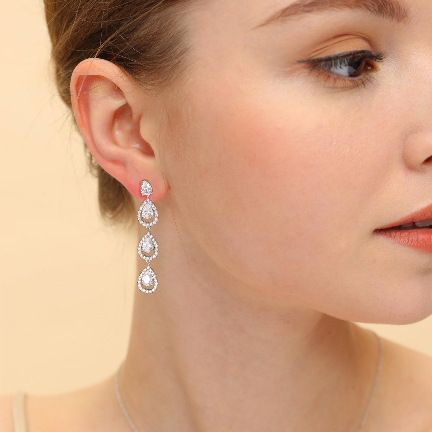 bridal earrings, statement earrings, pear cut, long earrings, cheap earrings