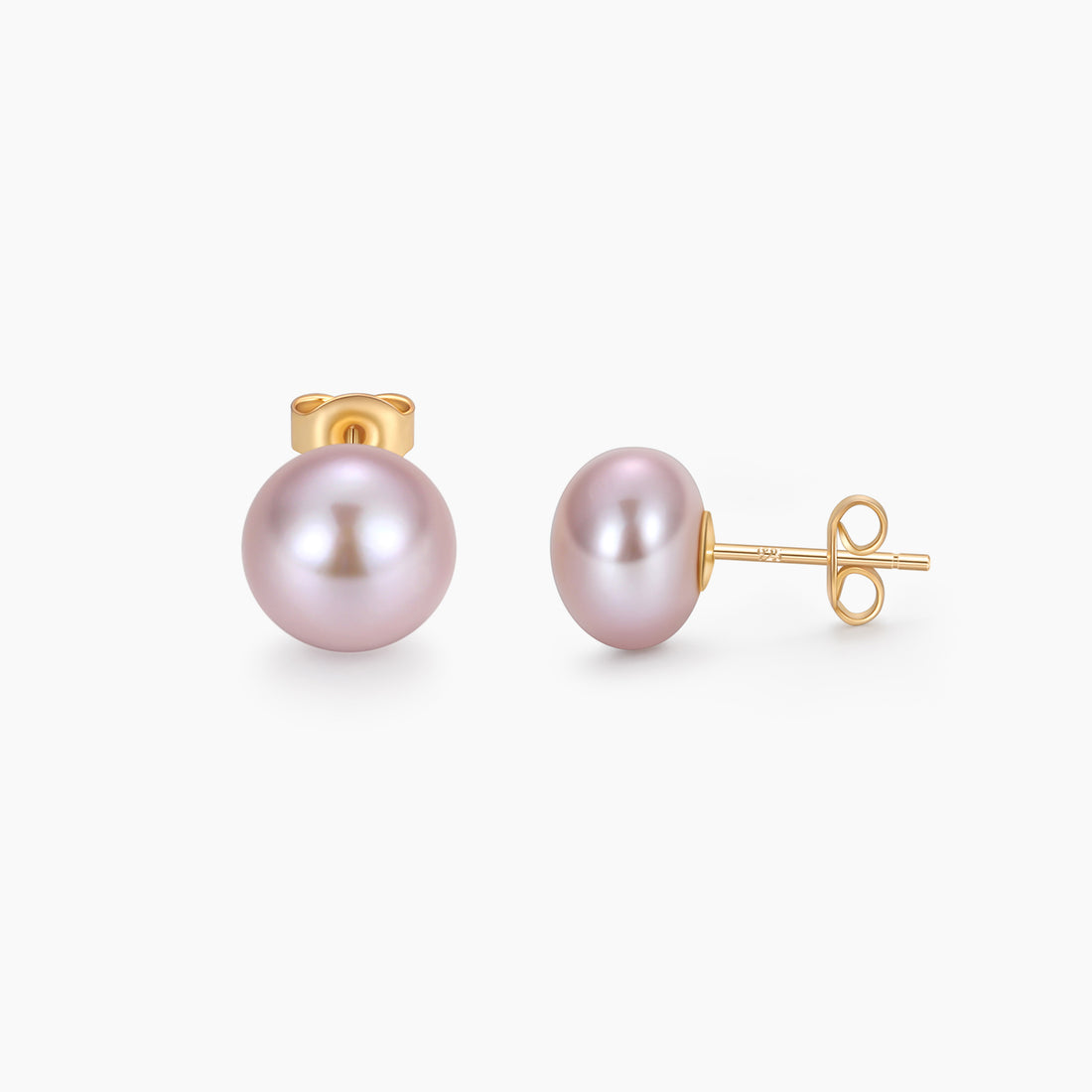 9mm purple pearls, purple pearls, pearl stud earrings, earrings in purple, gold earrings, 925 sterling silver posts, pearl bridal earrings, freshwater pearl earrings, pearl wedding earrings, purple pearl earrings