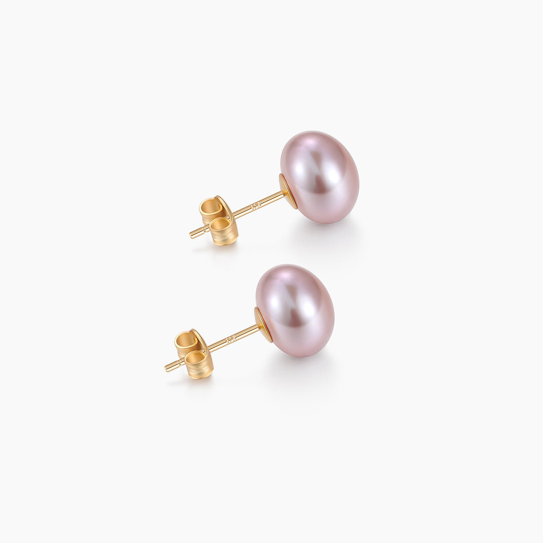 9mm purple pearls, purple pearls, pearl stud earrings, earrings in purple, gold earrings, 925 sterling silver posts, pearl bridal earrings, freshwater pearl earrings, pearl wedding earrings