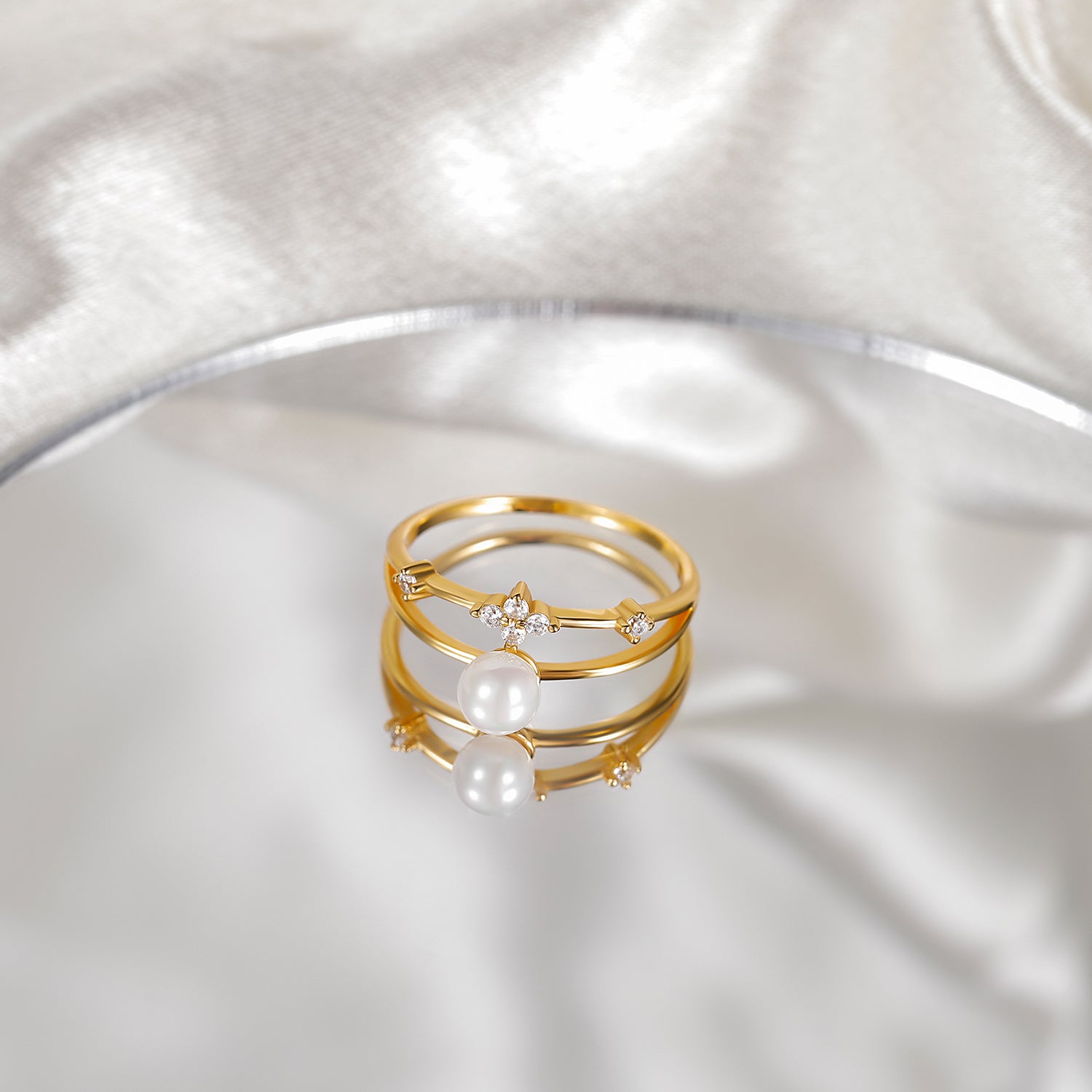 pearl ring, gold pearl ring, pearl engagement ring