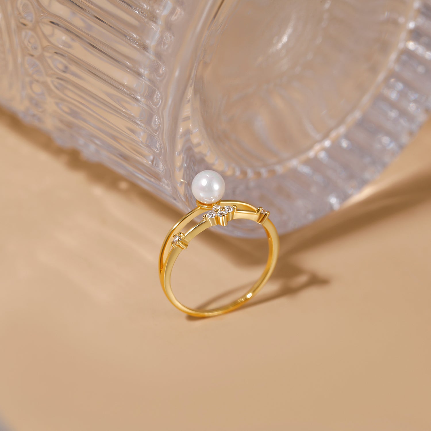 pearl engagement rings, silver pearl ring, cubic zirconia