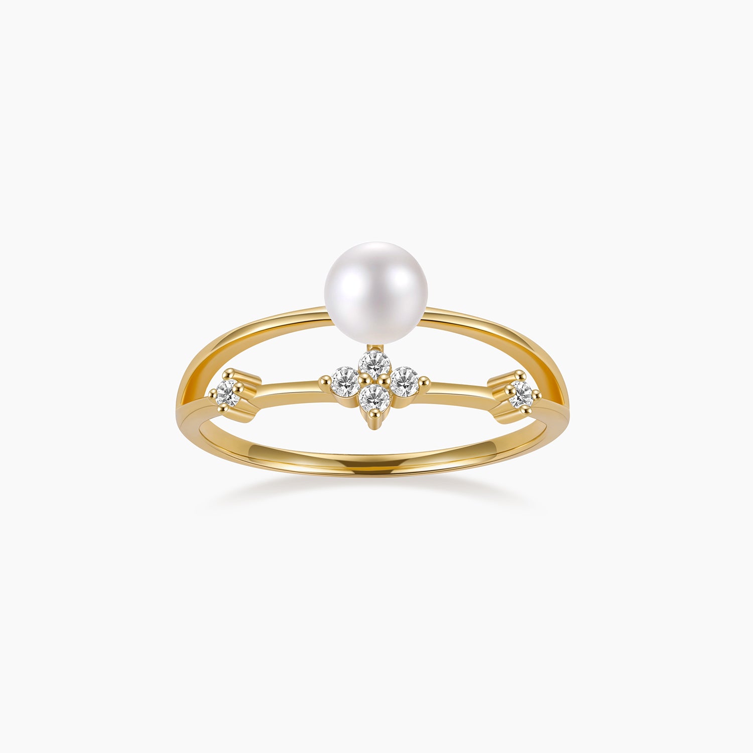 pearl ring, gold pearl ring, pearl engagement ring, mother of pearl ring, pearl proposal ring, cz stones