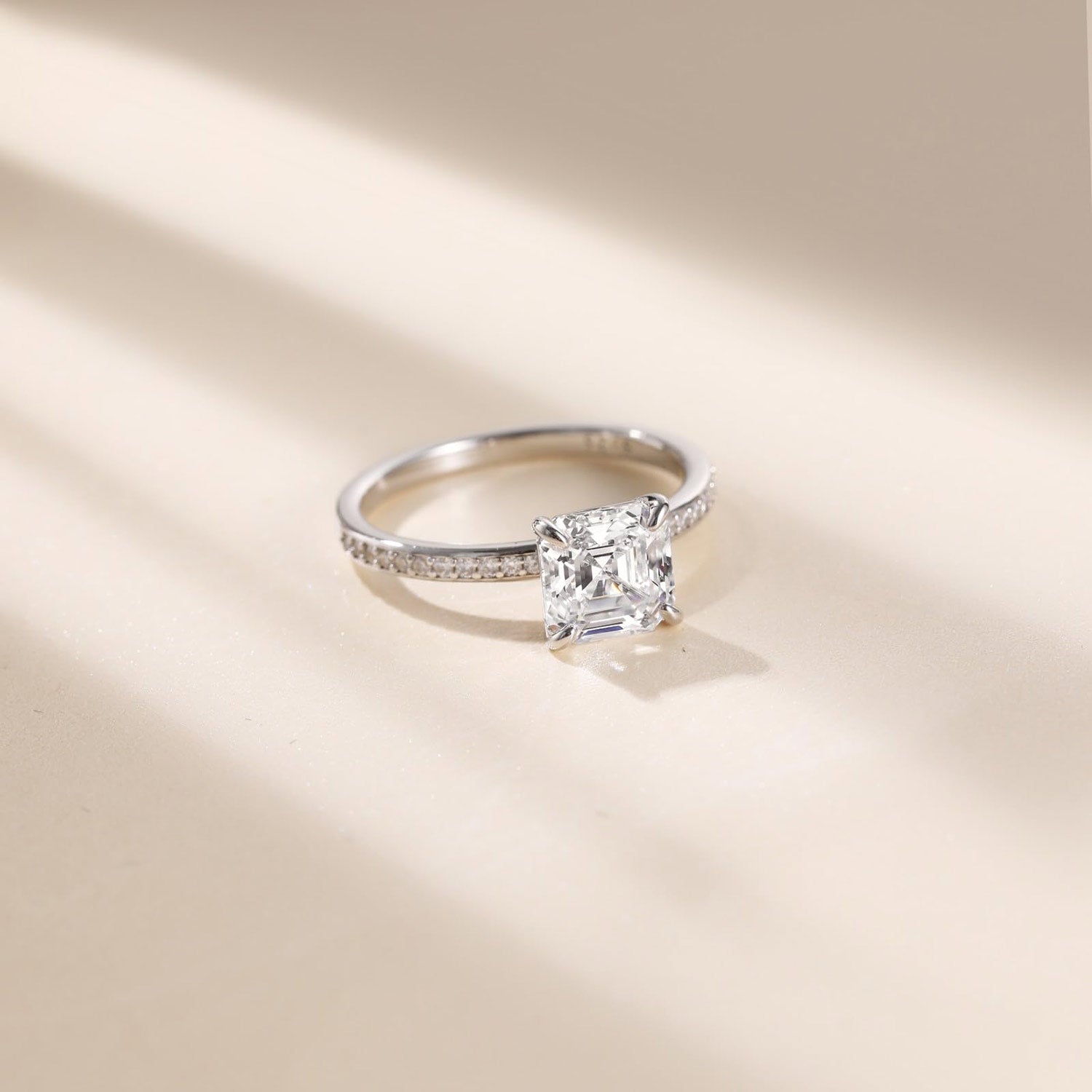 asscher, cz engagement rings, sterling silver ring, cubic zirconia engagement ring, affordable jewelry, travel ring, CZ Stones