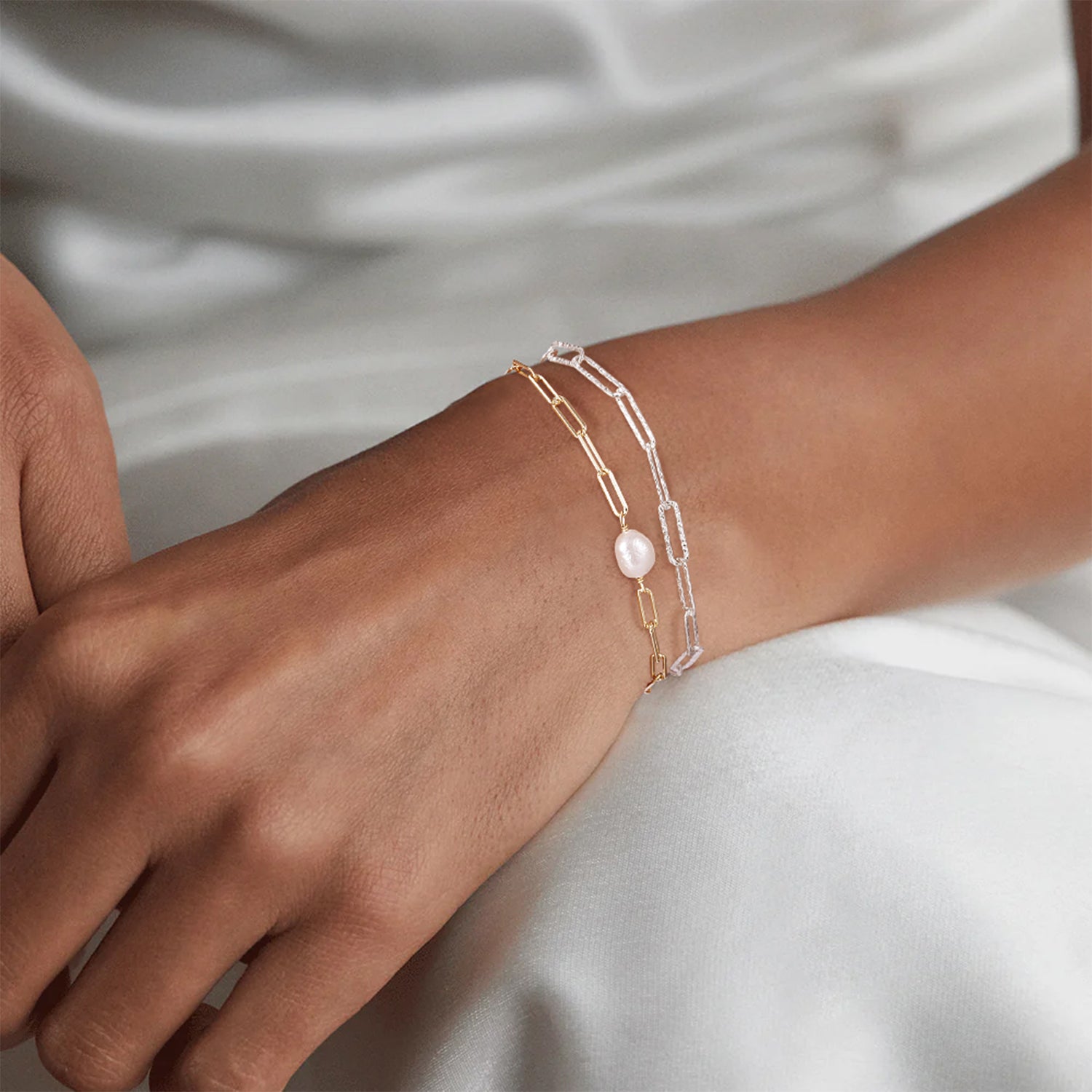 link bracelet, pearl bracelet, bracelet for women