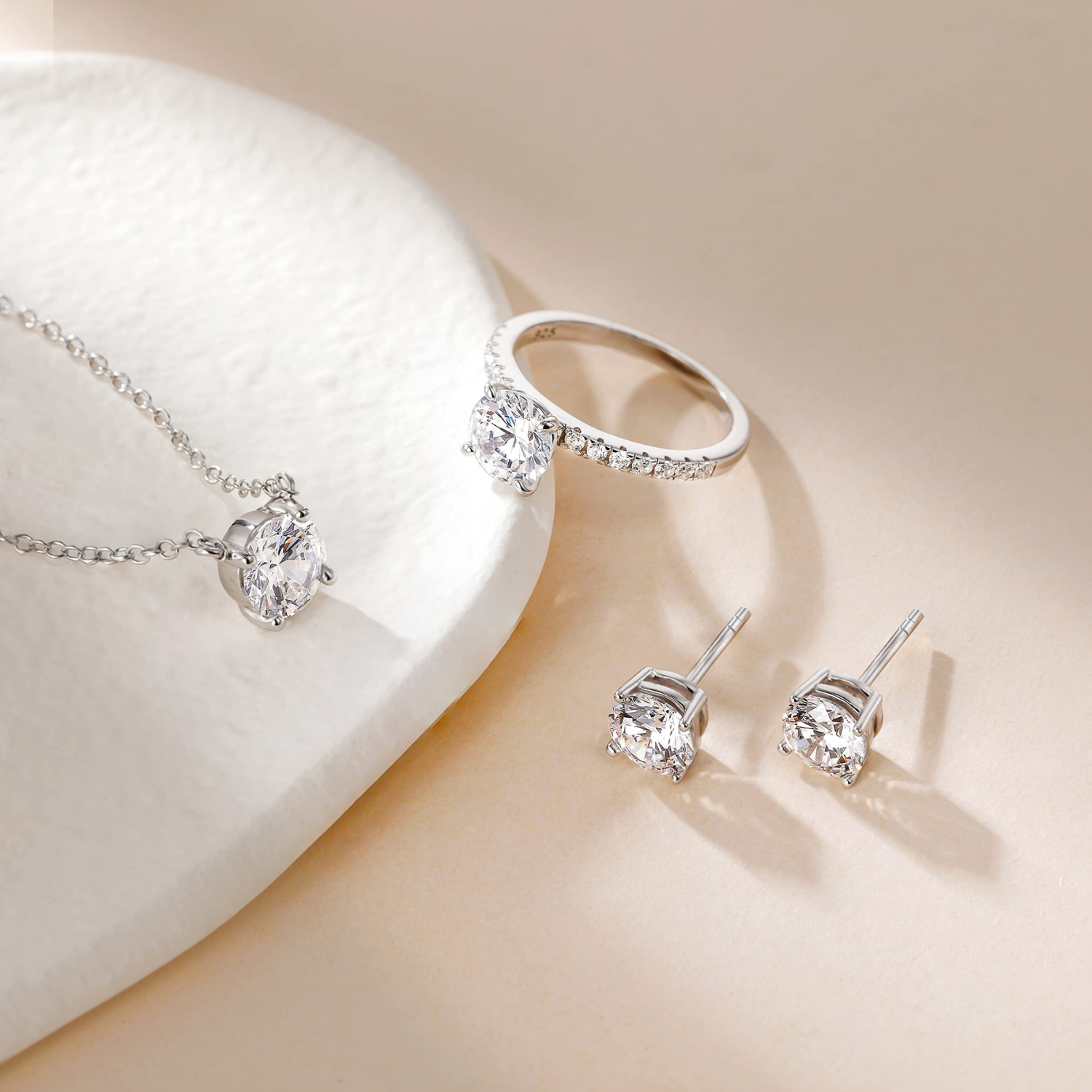 bridal set, cz wedding sets, sets bridal jewelry, solitaire necklace for women, sterling silver necklace, silver gemstone necklace, cubic zirconia, stud earrings, wedding jewelry sets, wedding jewelry sets for bride, wedding jewelry sets for bride, affordable wedding ring set, cz wedding sets