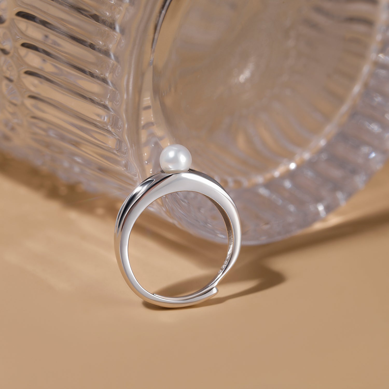 silver pearl ring, adjustable ring, pearl engagement ring, mother of pearl ring