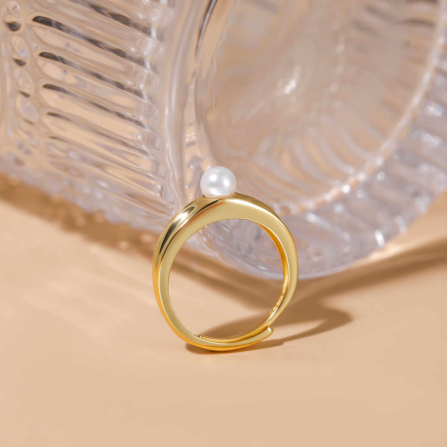 gold pearl ring, adjustable ring, pearl engagement ring, mother of pearl ring