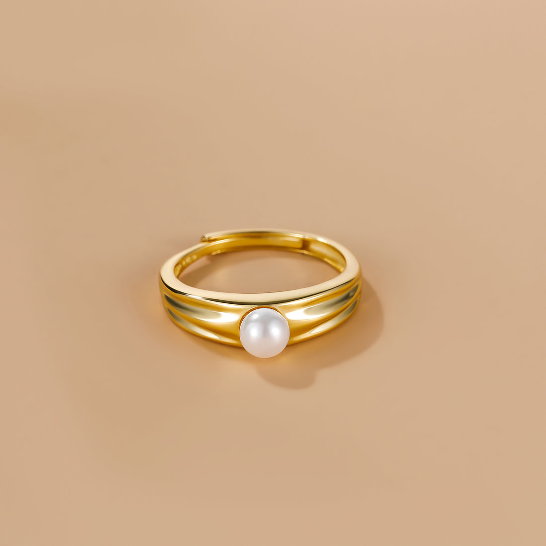 gold pearl ring, adjustable ring, pearl engagement ring, mother of pearl ring