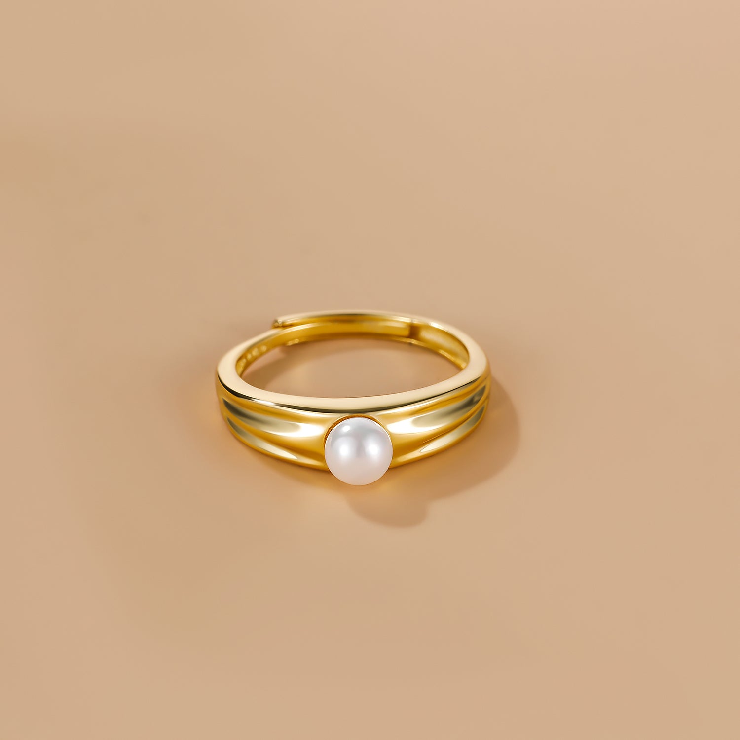 gold pearl ring, adjustable ring, pearl engagement ring, mother of pearl ring