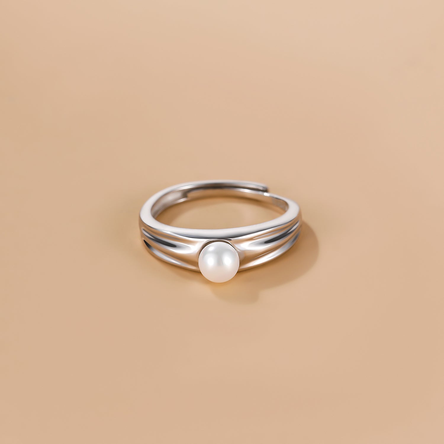 silver pearl ring, adjustable ring, pearl engagement ring, mother of pearl ring