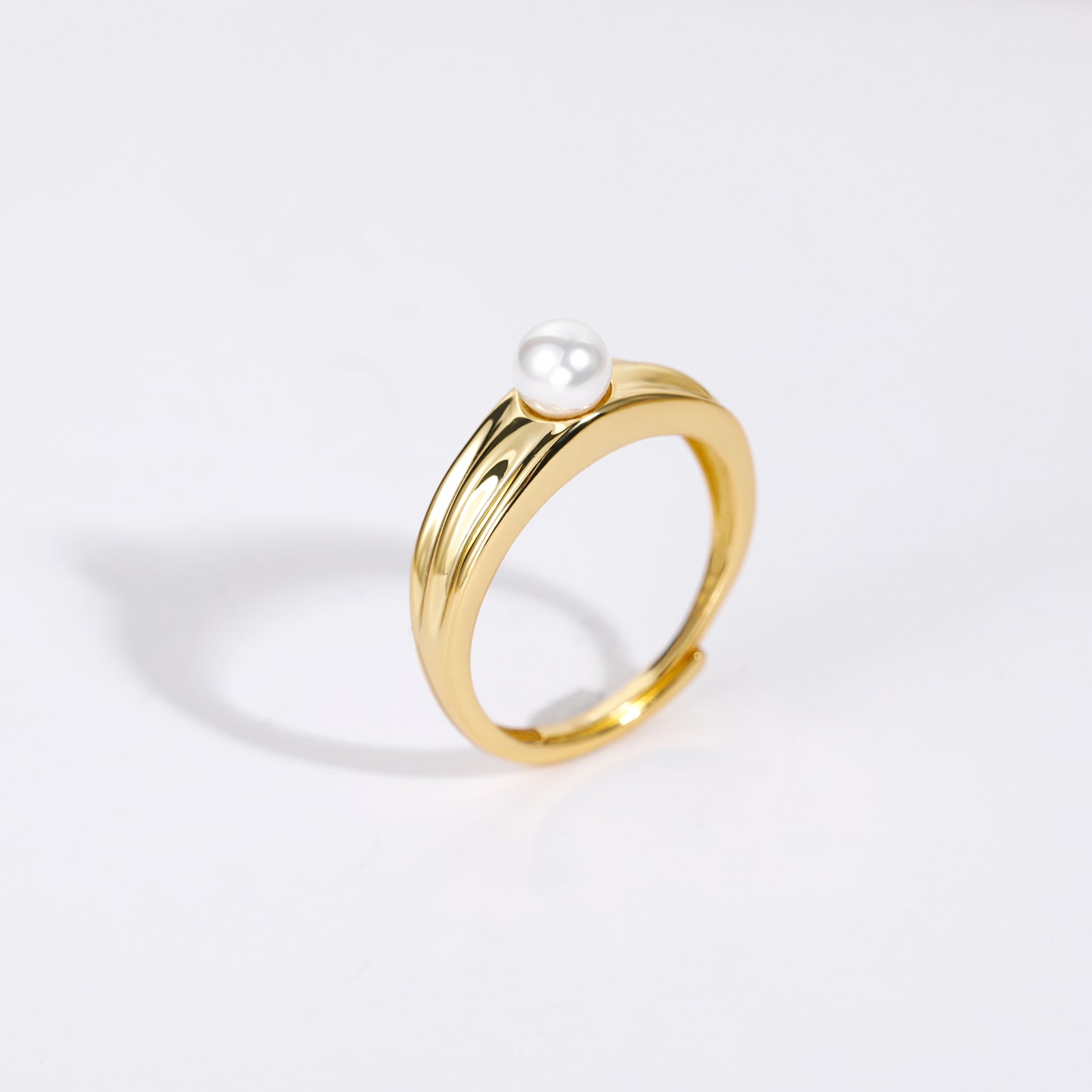 gold pearl ring, adjustable ring, pearl engagement ring, mother of pearl ring