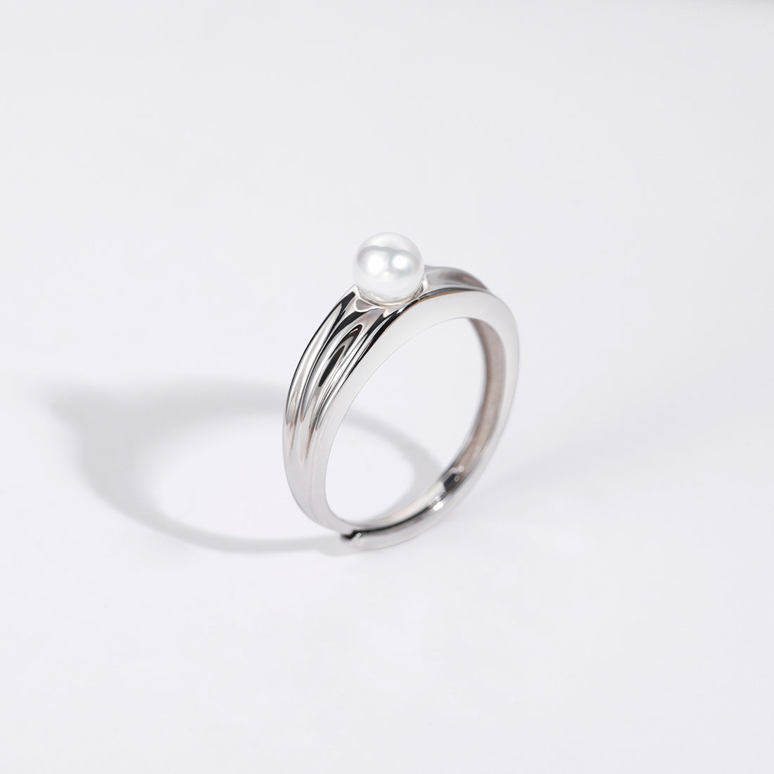silver pearl ring, adjustable ring, pearl engagement ring, mother of pearl ring