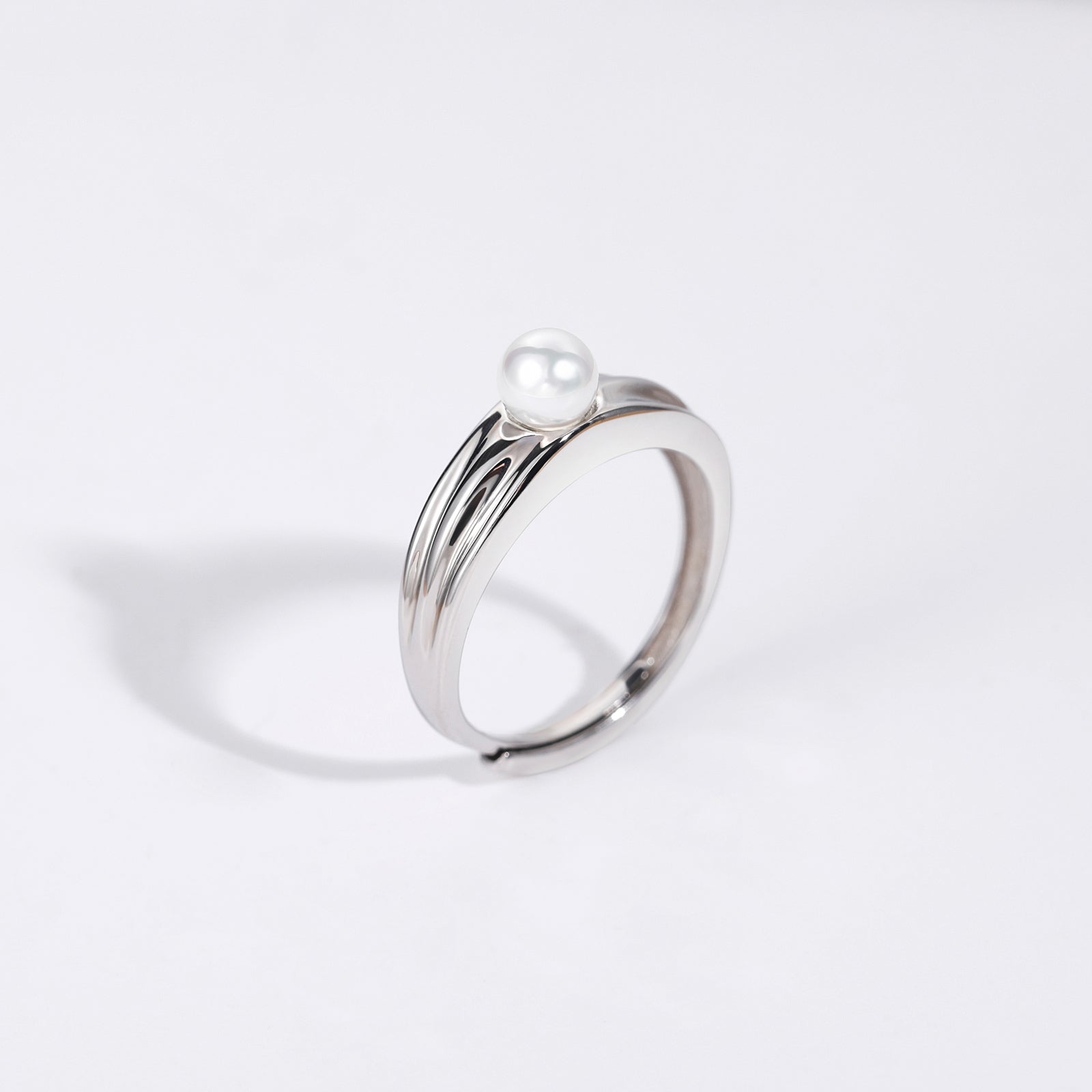 silver pearl ring, adjustable ring, pearl engagement ring, mother of pearl ring