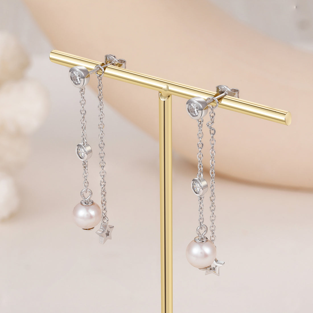 pearl drop earrings, freshwater pearl earrings for women, silver pearl earrings