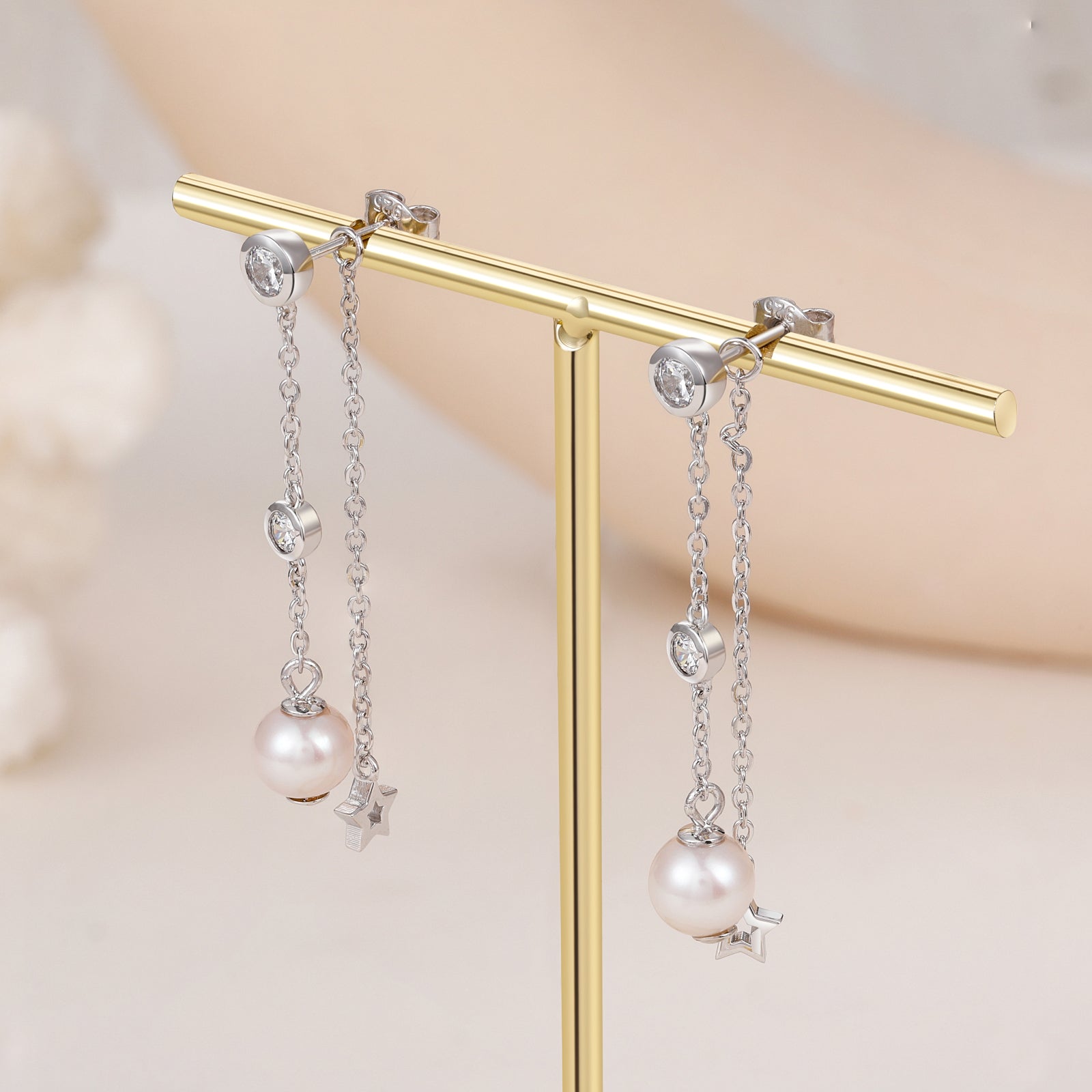 pearl drop earrings, freshwater pearl earrings for women, silver pearl earrings