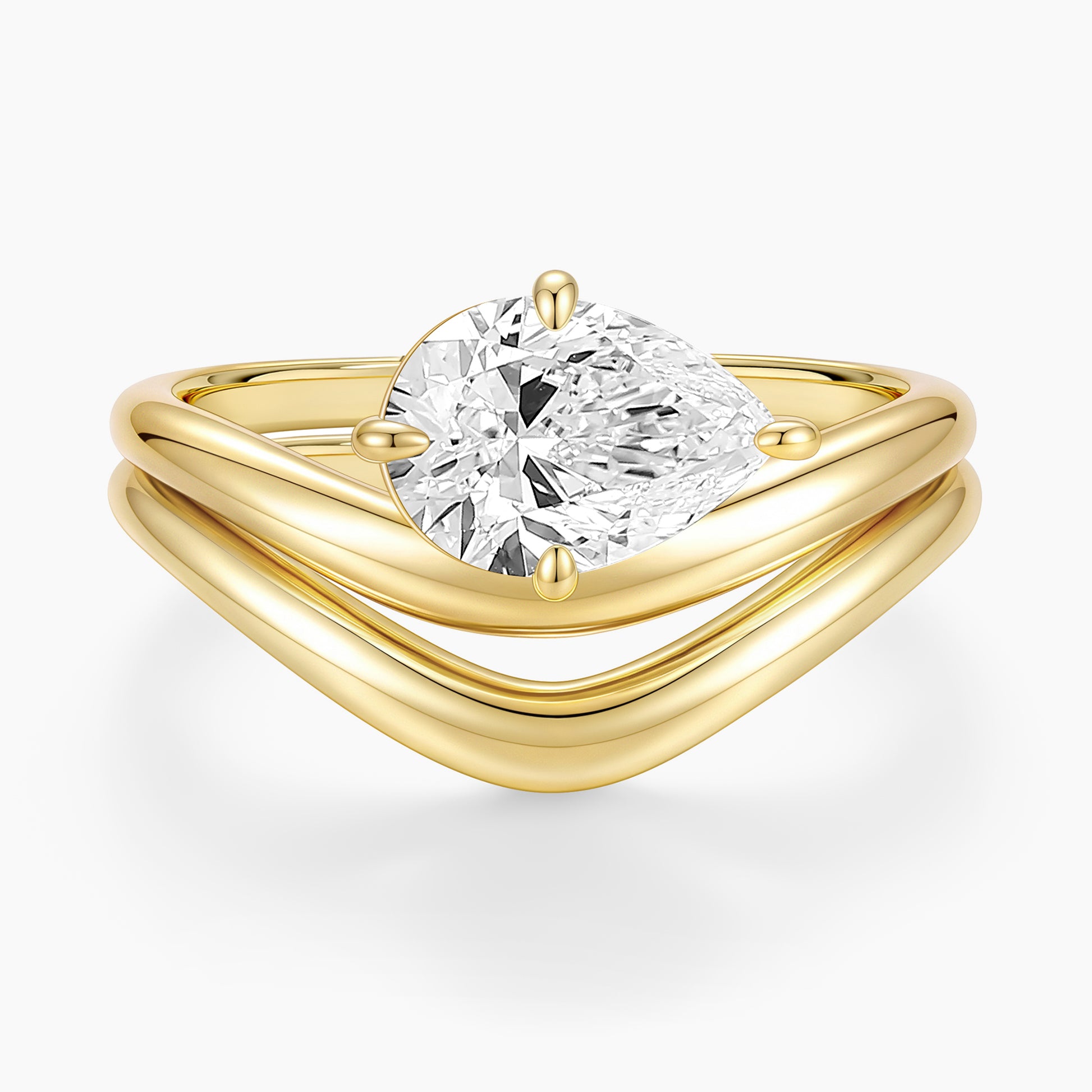  ring gold rings, unique wedding bands, unique wedding rings, curved wedding band, solitaire engagement ring​, cz ring, cz bridal ring sets, east west pear cut ring, cz bridal ring sets,ring set,thin band, engagement ring, eamti, travel ring, eamti jewelry, brass rings, east west ring set