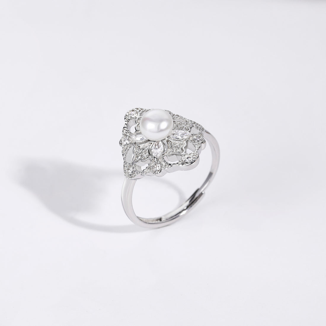 pearl engagement rings, silver pearl ring, mother of pearl ring, pearl wedding rings, silver band