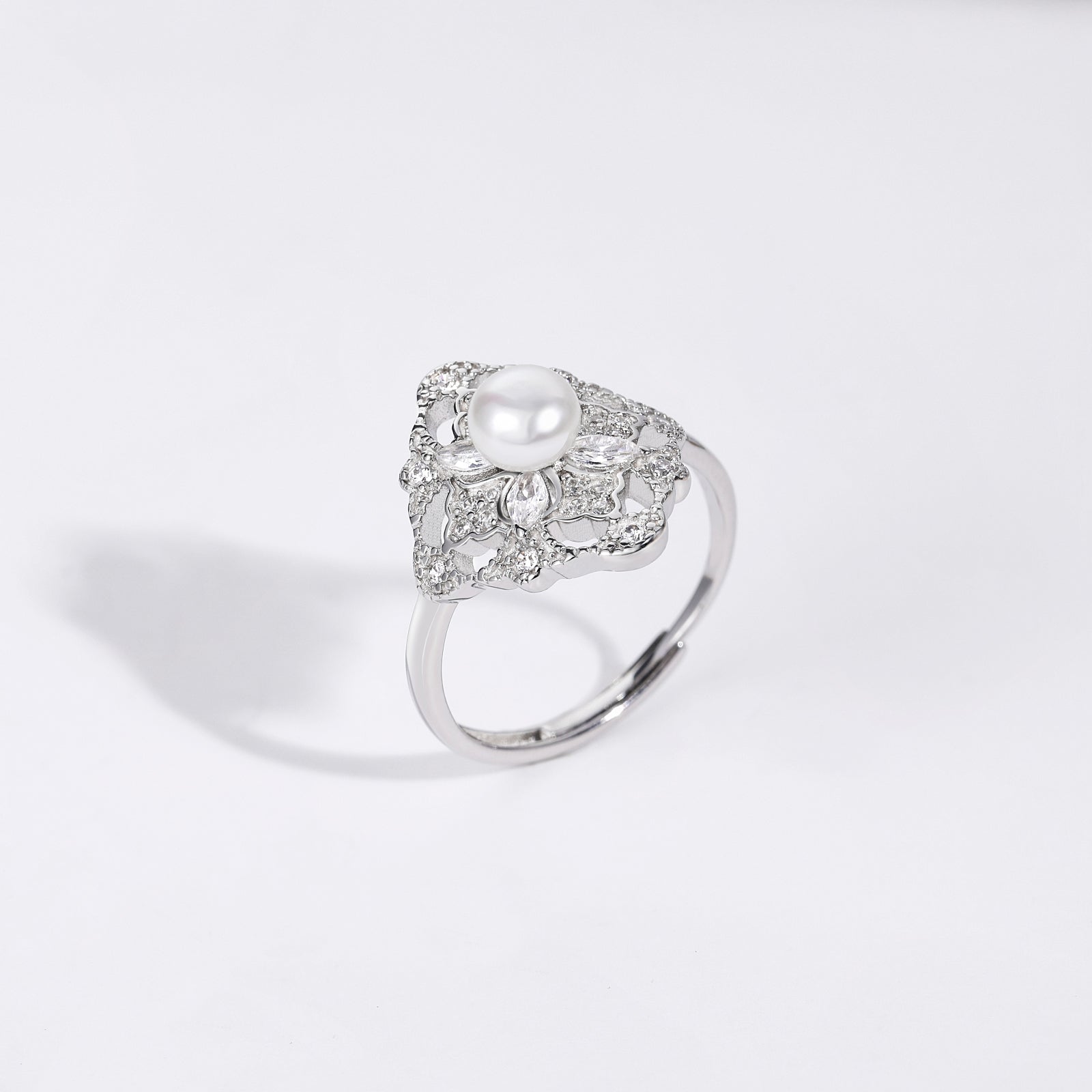 pearl engagement rings, silver pearl ring, mother of pearl ring, pearl wedding rings, silver band