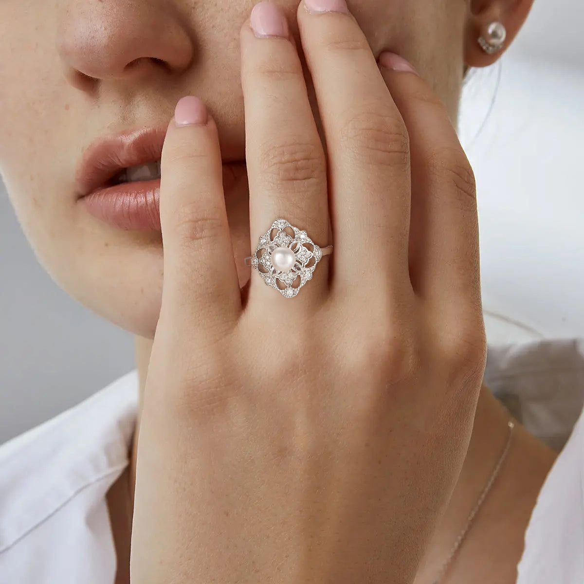 pearl engagement rings, silver pearl ring, mother of pearl ring, pearl wedding rings