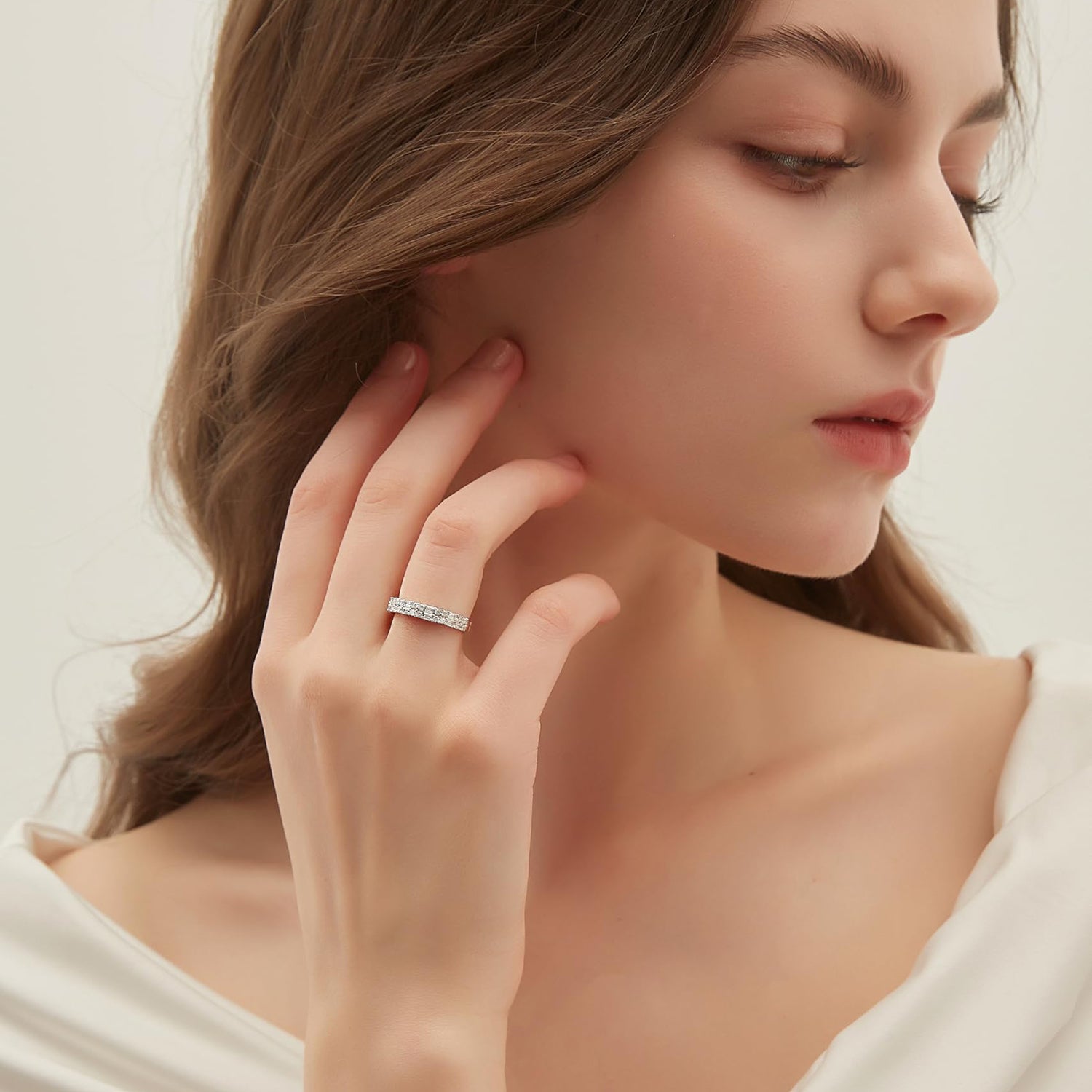 simple gemstone rings, S925 band ring, half eternity, stackable ring, cubic zirconia ring