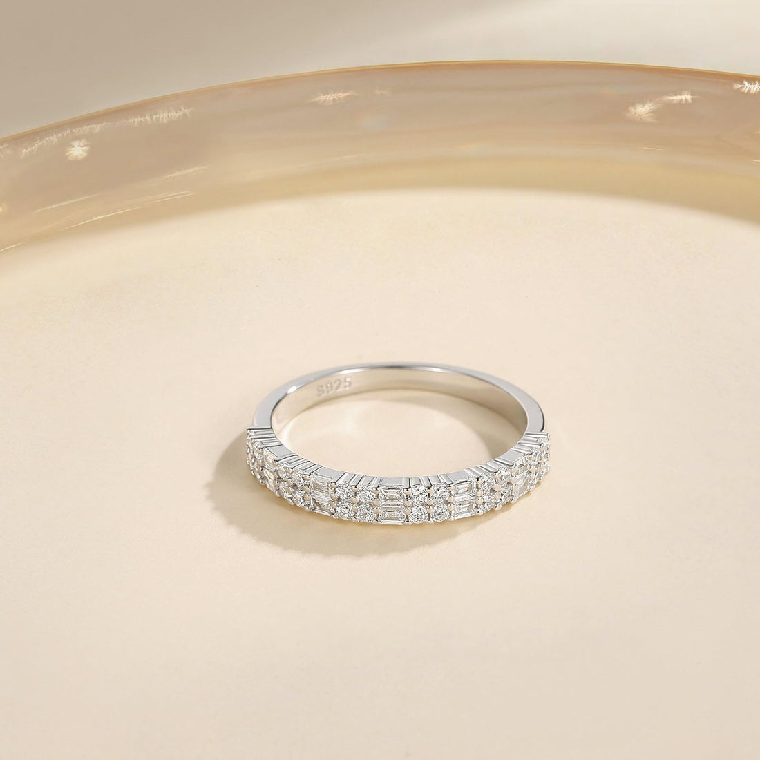 classic gemstone rings, sterling silver rings, round cut, half eternity ring, infinity ring, s925 band ring for wome