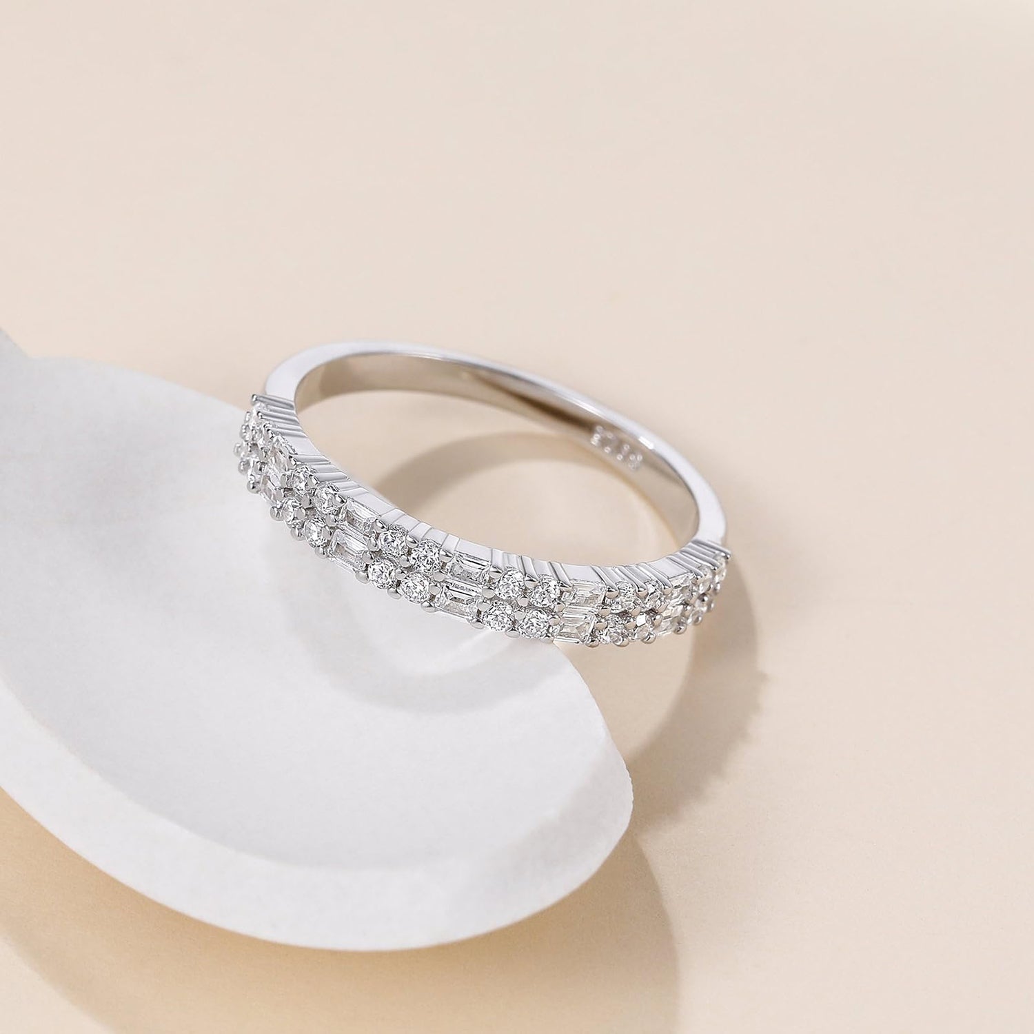 925 sterling silver rings, cz rings, round cut, half eternity ring, infinity ring, s925 band ring for women