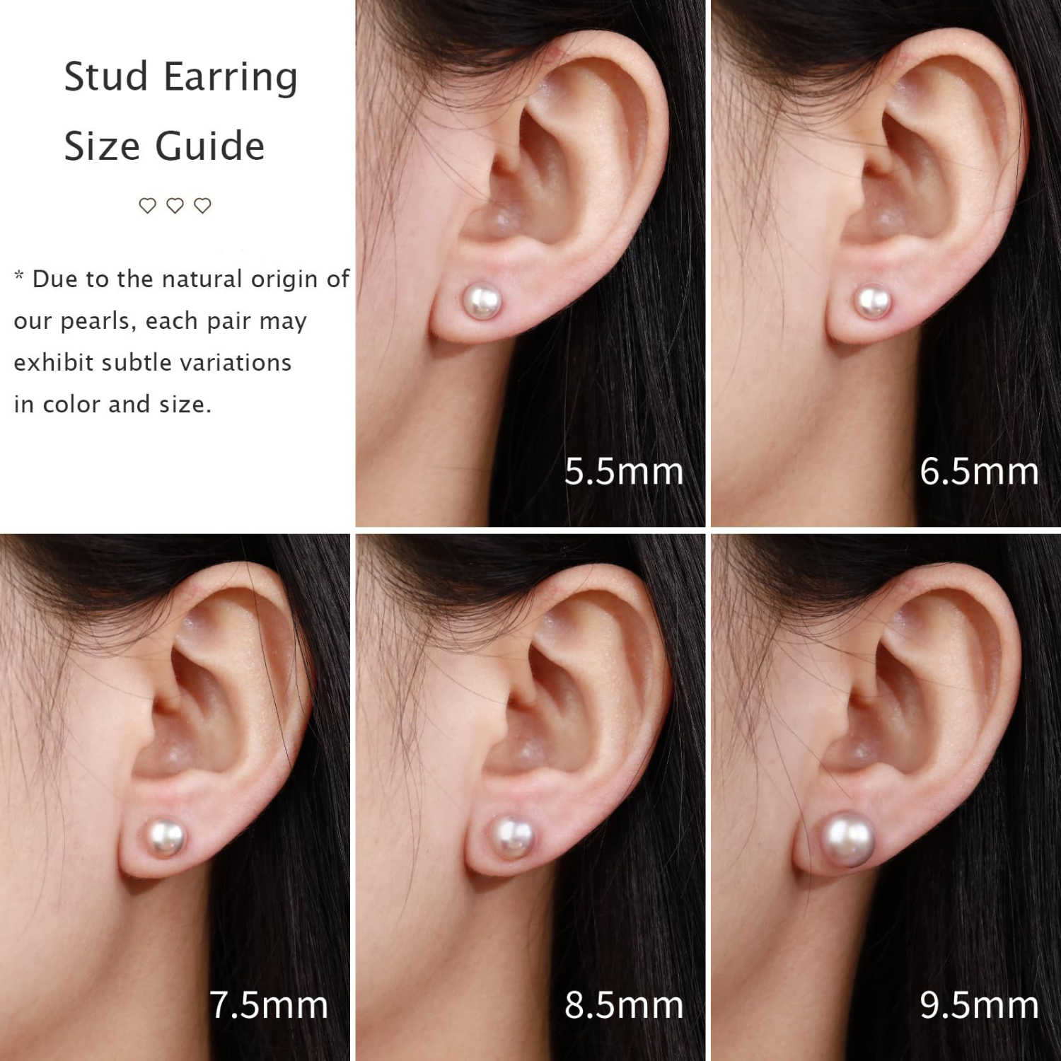 stud earring size guide, purple pearls, affordable jewelry, pearl jewelry for mom