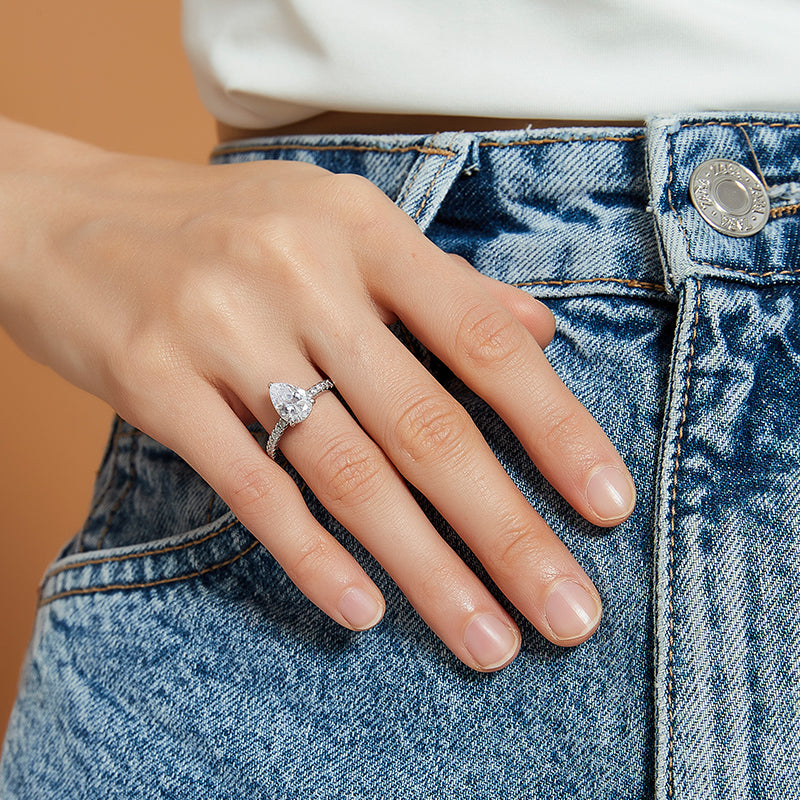 pear cut engagement rings, s925 pear shape rings, pear ring for women, cheap wedding rings under $50, cubic zirconia pear ring